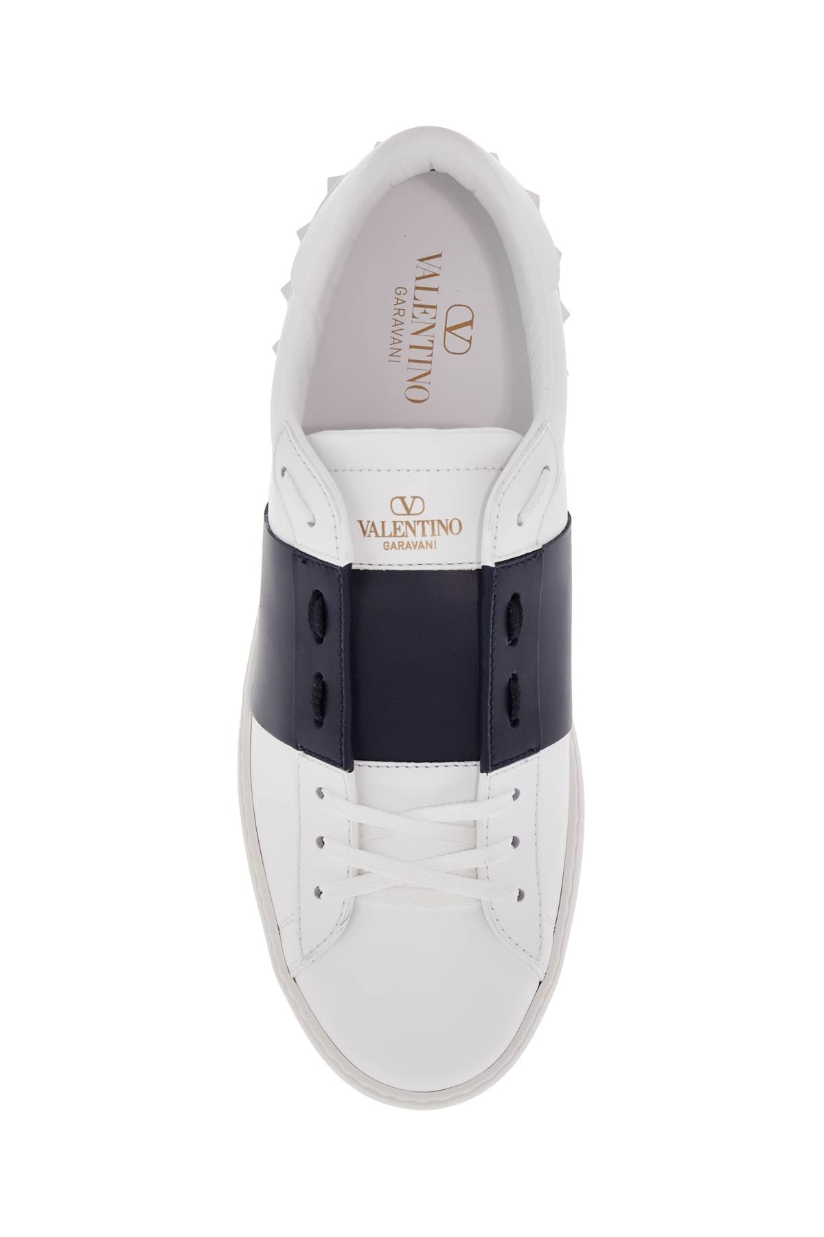 Valentino Garavani Open Toe Leather Sneakers with Gold Logo image 1