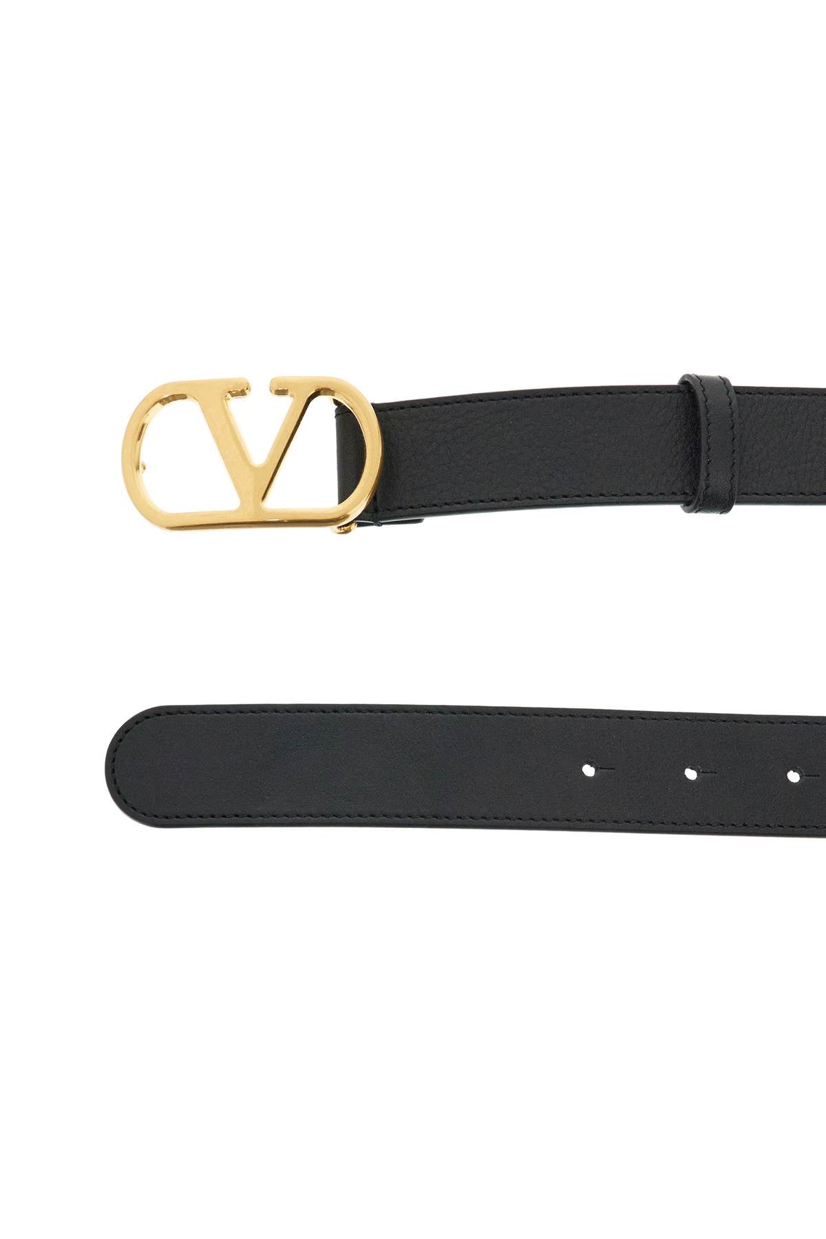 Valentino Garavani elegant black leather belt with gold buckle 30 mm image 1