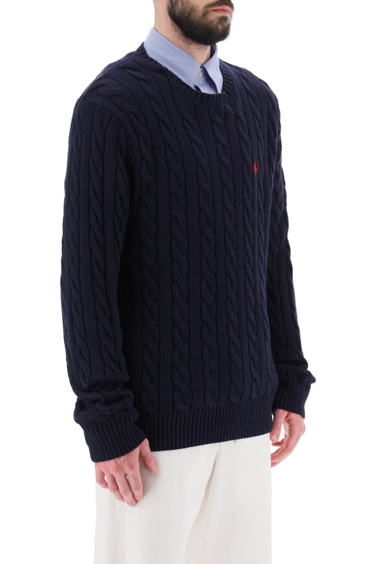 Polo Ralph Lauren Men's Cotton Cable Knit Crewneck Sweater with Pony Logo image 1