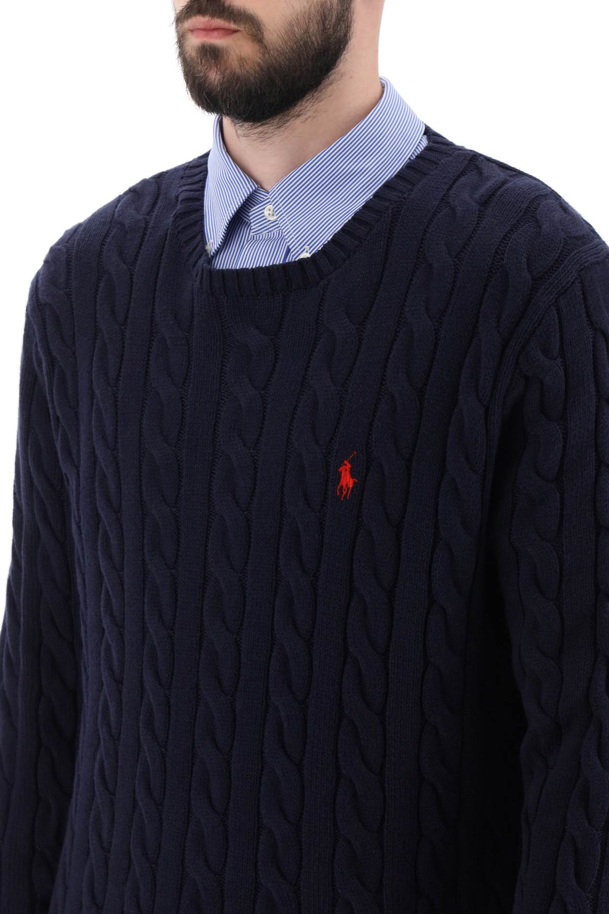 Polo Ralph Lauren Men's Cotton Cable Knit Crewneck Sweater with Pony Logo image 3