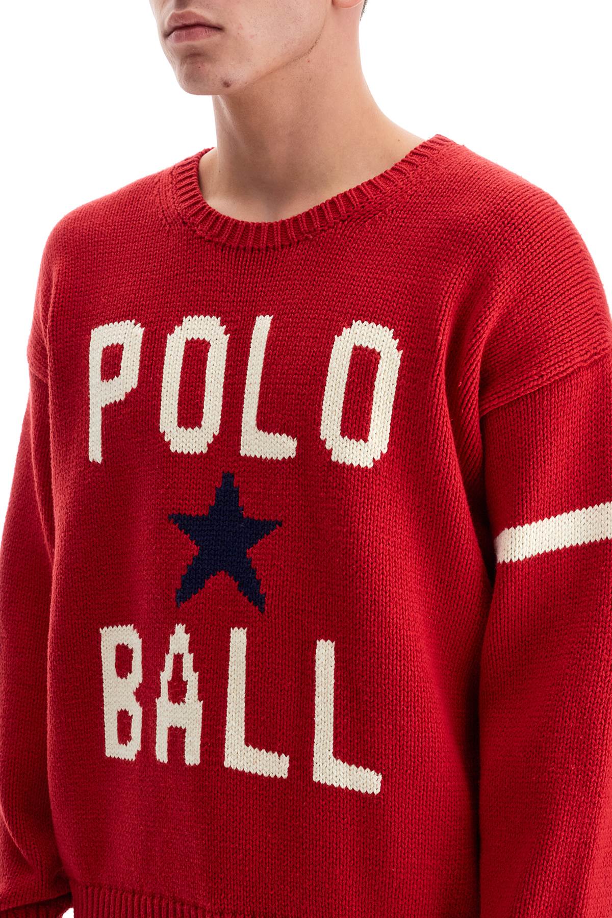 Polo Ralph Lauren 'POLO BALL' Intarsia Cotton Crewneck Sweater image 3