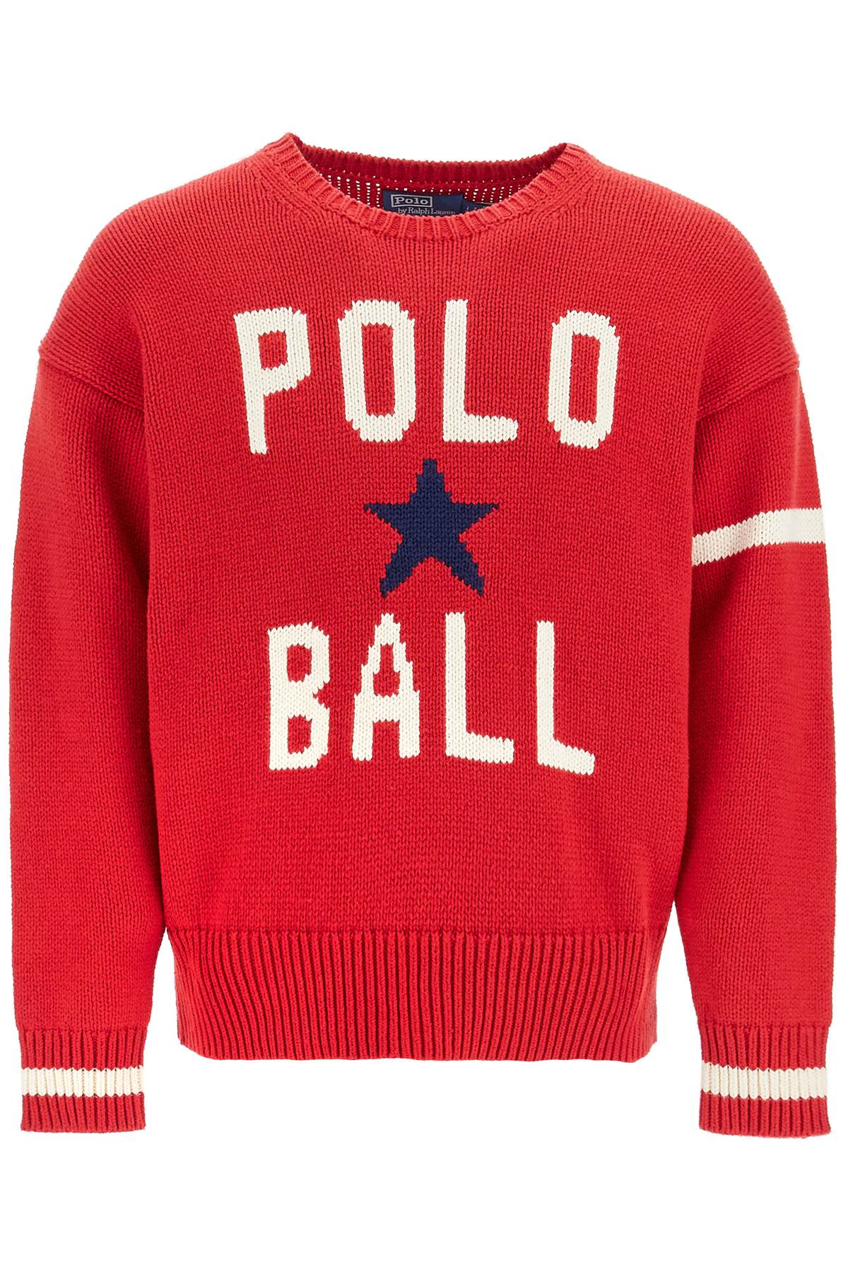 Polo Ralph Lauren 'POLO BALL' Intarsia Cotton Crewneck Sweater image 0