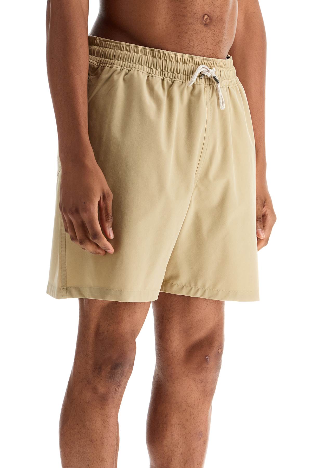 Polo Ralph Lauren beige solid color mid-trunk swim trunks in recycled polyester with pocket image 1