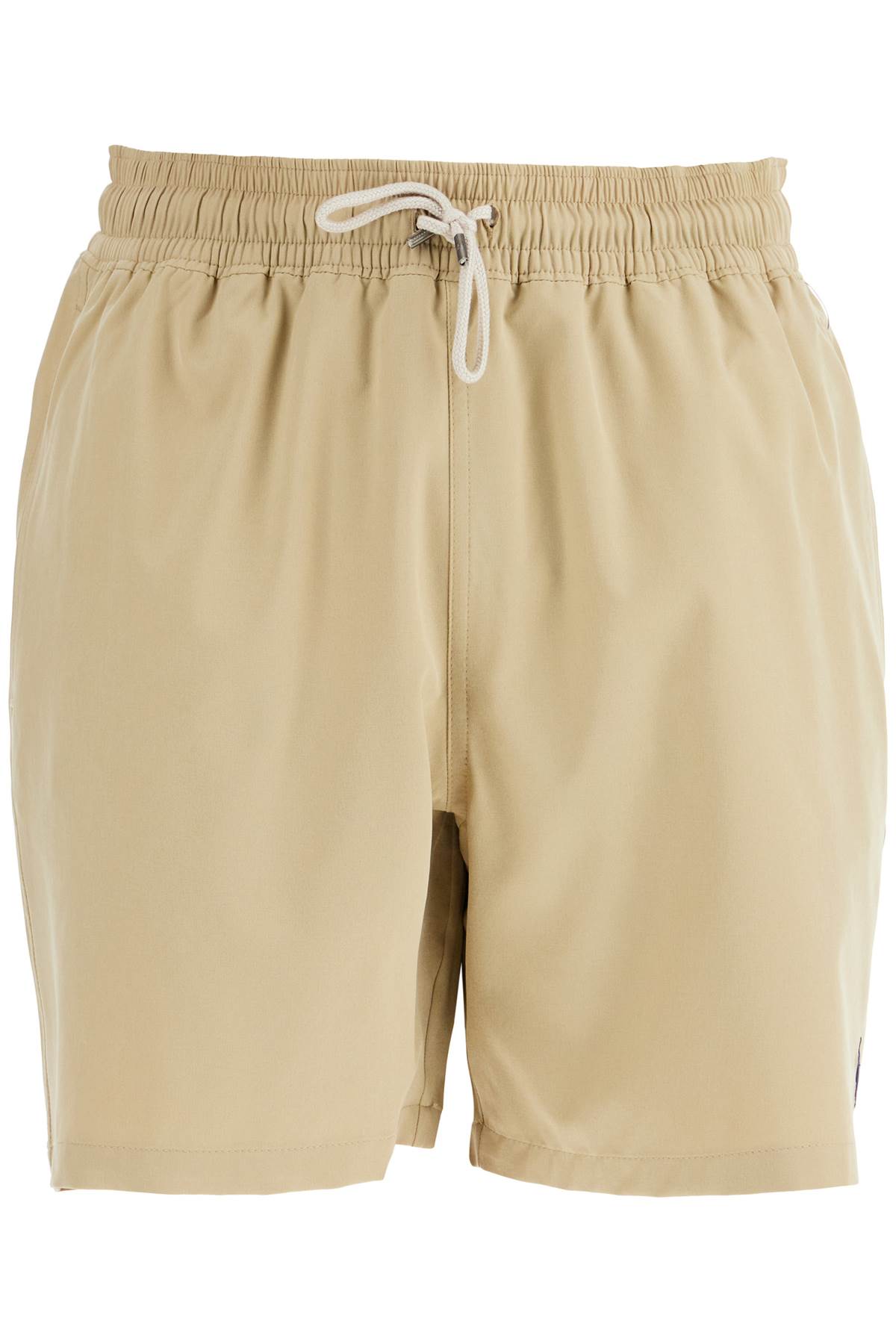 Polo Ralph Lauren beige solid color mid-trunk swim trunks in recycled polyester with pocket image 0