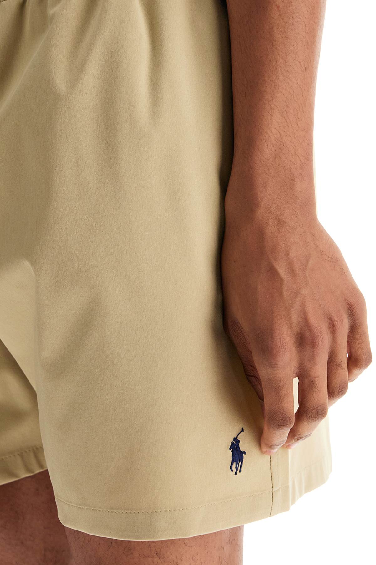 Polo Ralph Lauren beige solid color mid-trunk swim trunks in recycled polyester with pocket image 3