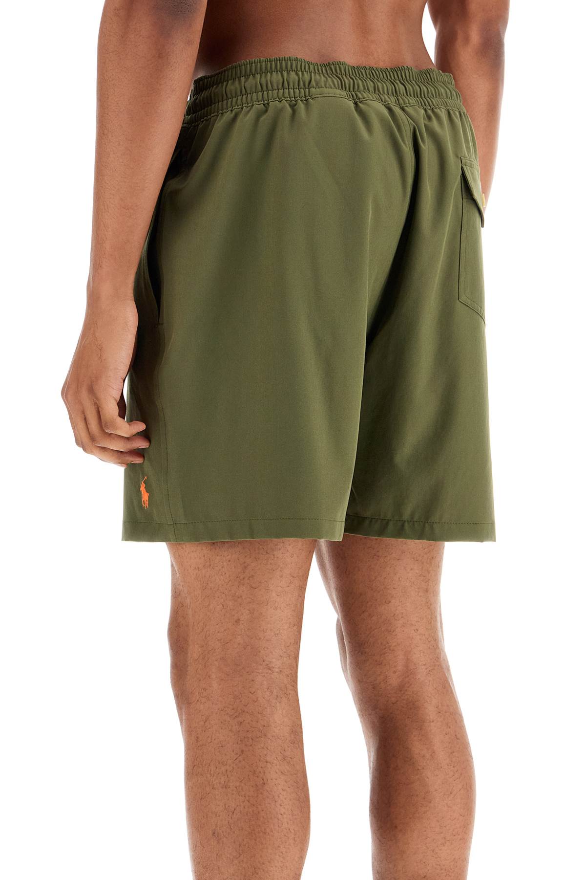 Polo Ralph Lauren olive green swim trunks in recycled polyester with embroidered logo image 2