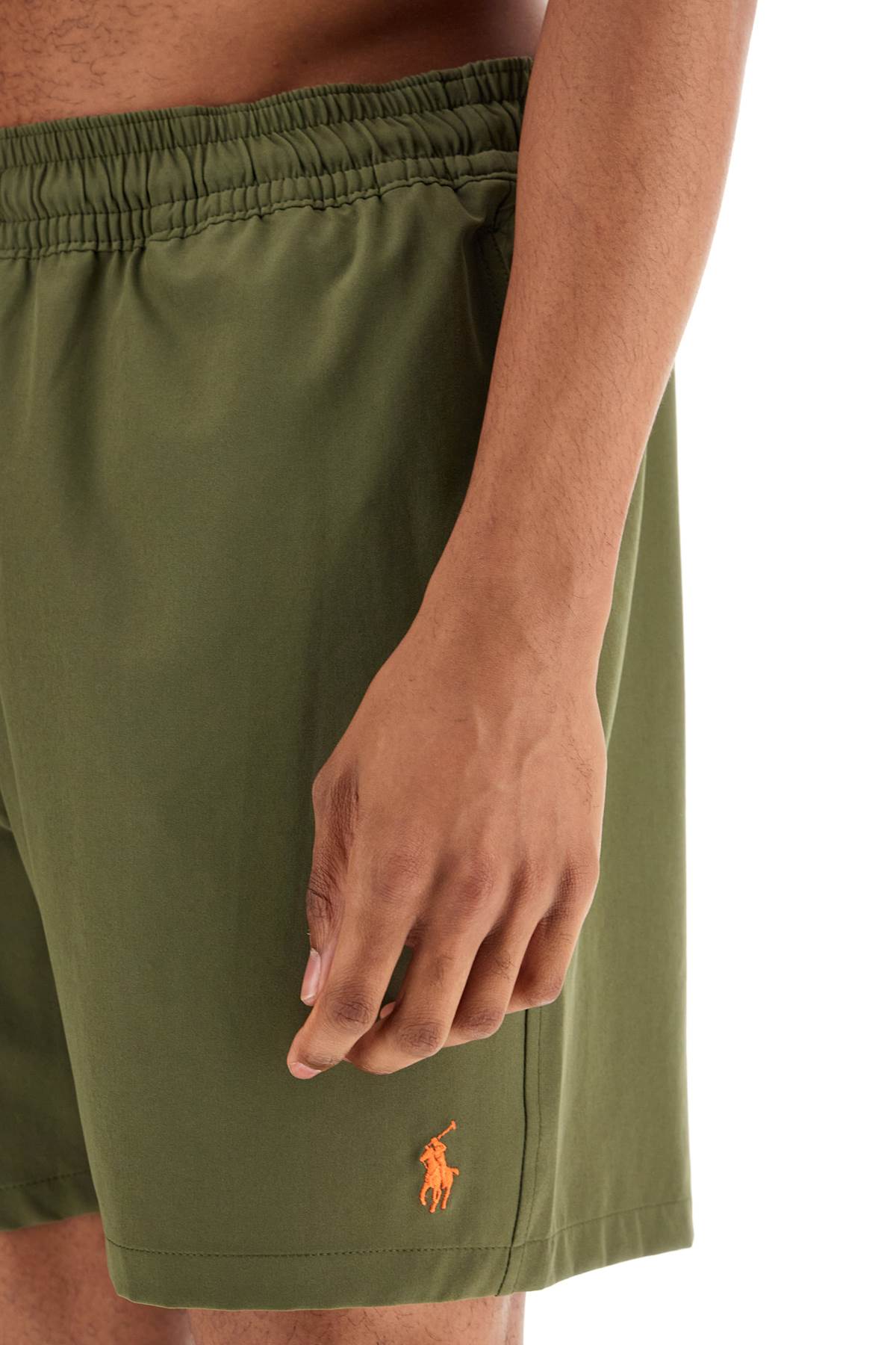 Polo Ralph Lauren olive green swim trunks in recycled polyester with embroidered logo image 3