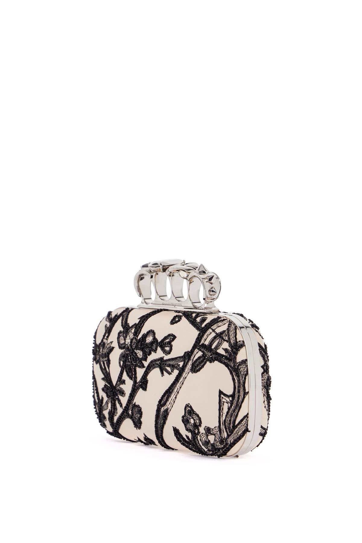 Alexander McQueen Knuckle Clutch: Jet Blossom Embroidered Leather Bag image 2