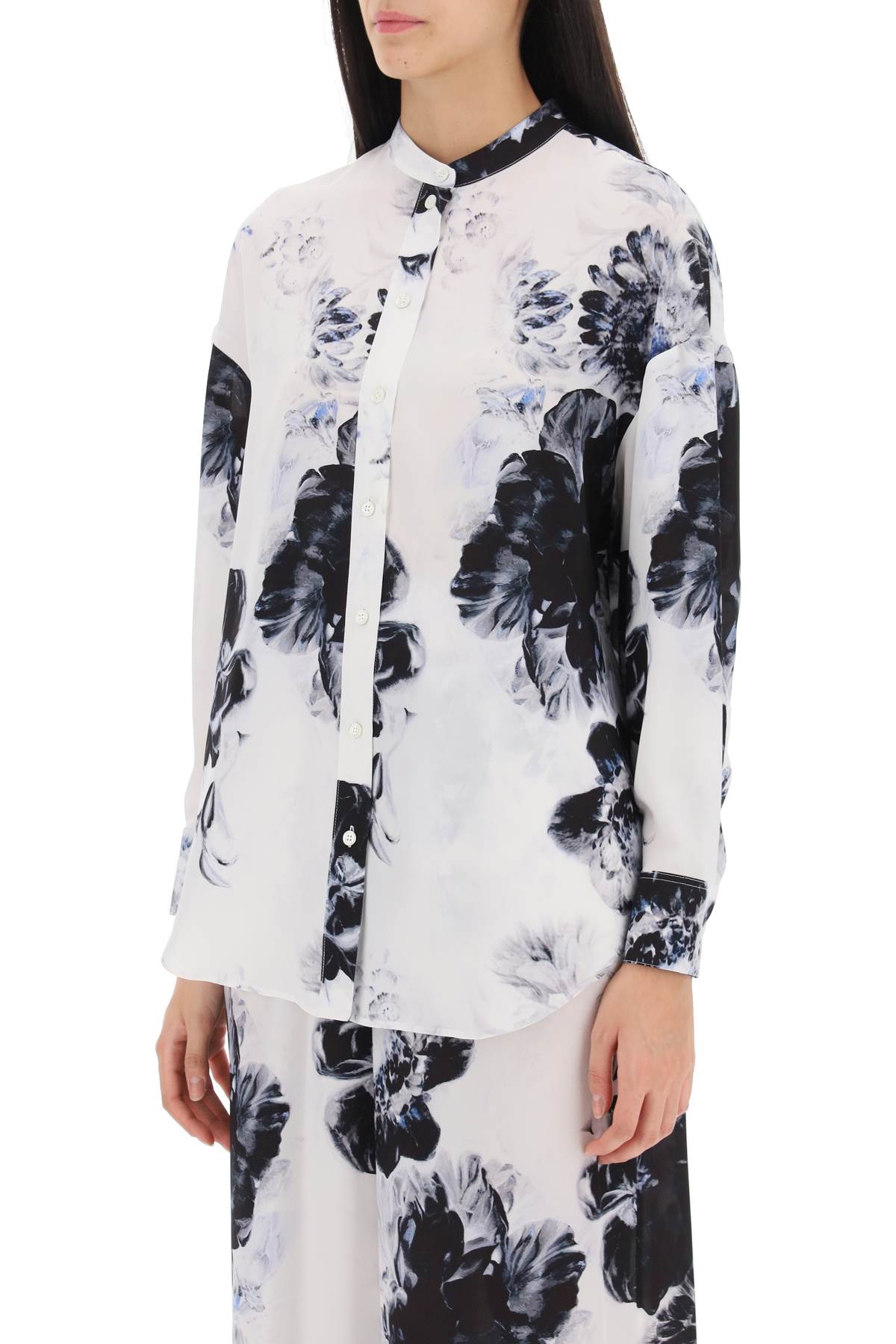 Alexander Mcqueen orchid maxi shirt in silk crepe image 3