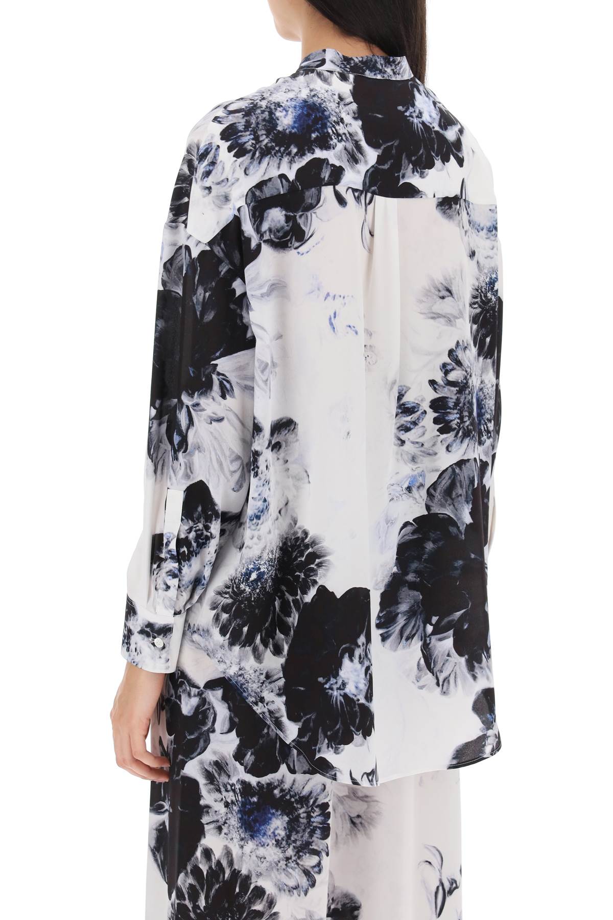 Alexander Mcqueen orchid maxi shirt in silk crepe image 2