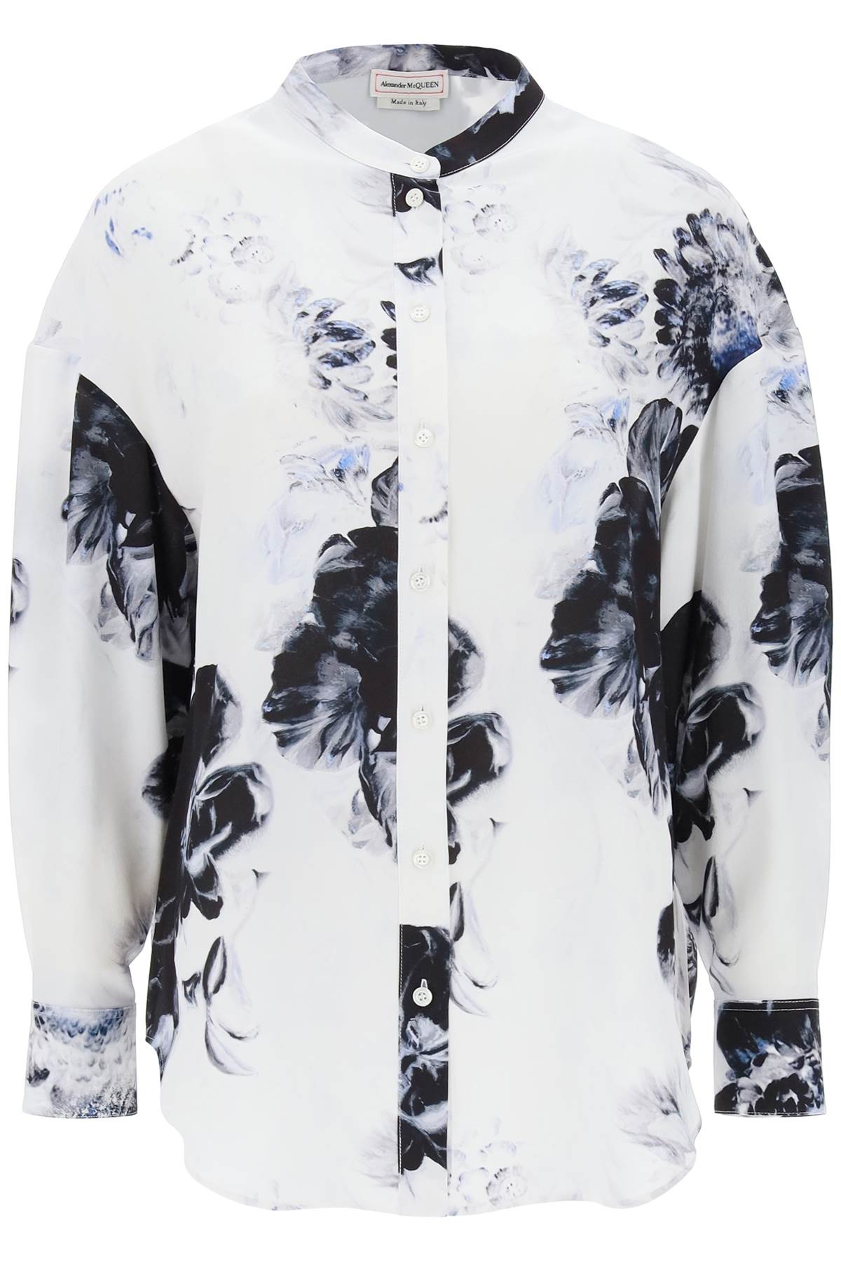 Alexander Mcqueen orchid maxi shirt in silk crepe image 0