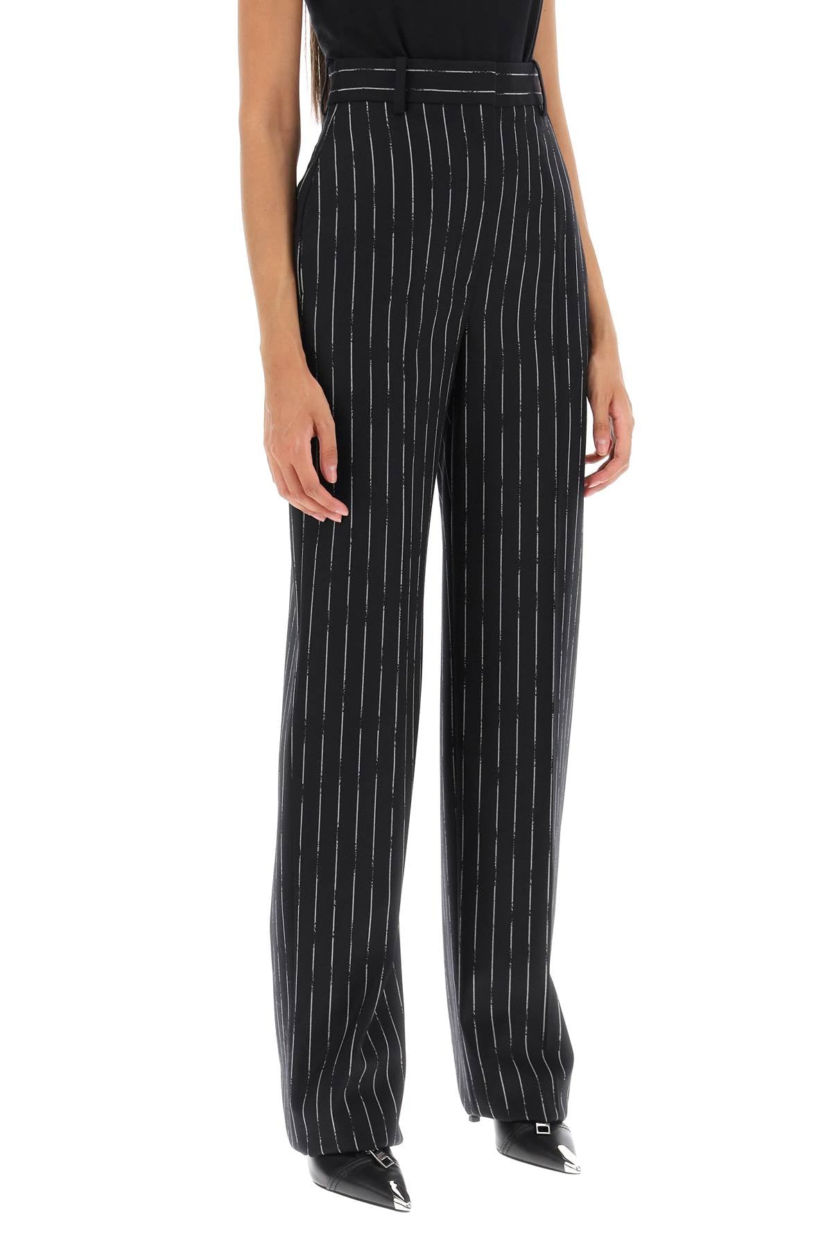 Alexander McQueen Broken Pinstripe Straight Leg Trousers image 1