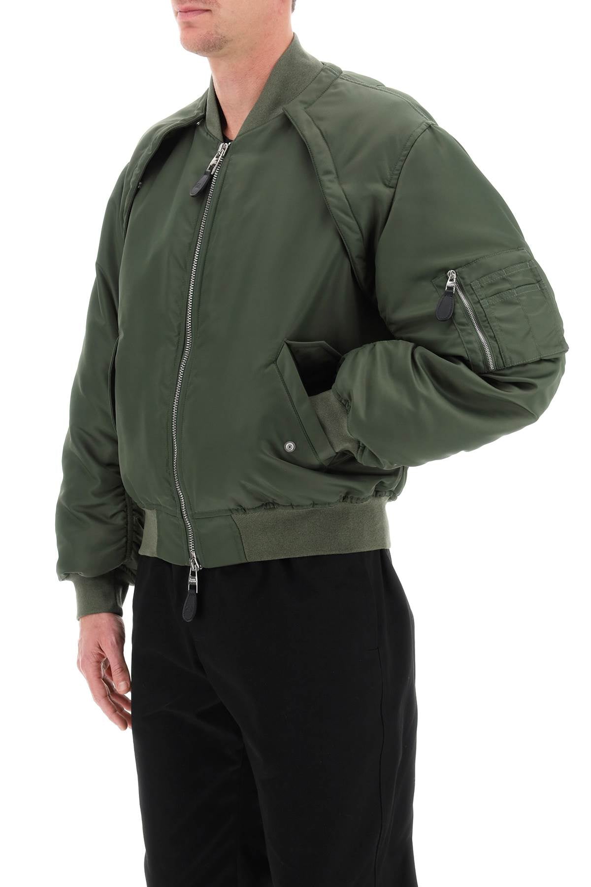 Alexander Mcqueen convertible bomber jacket in nylon satin image 3