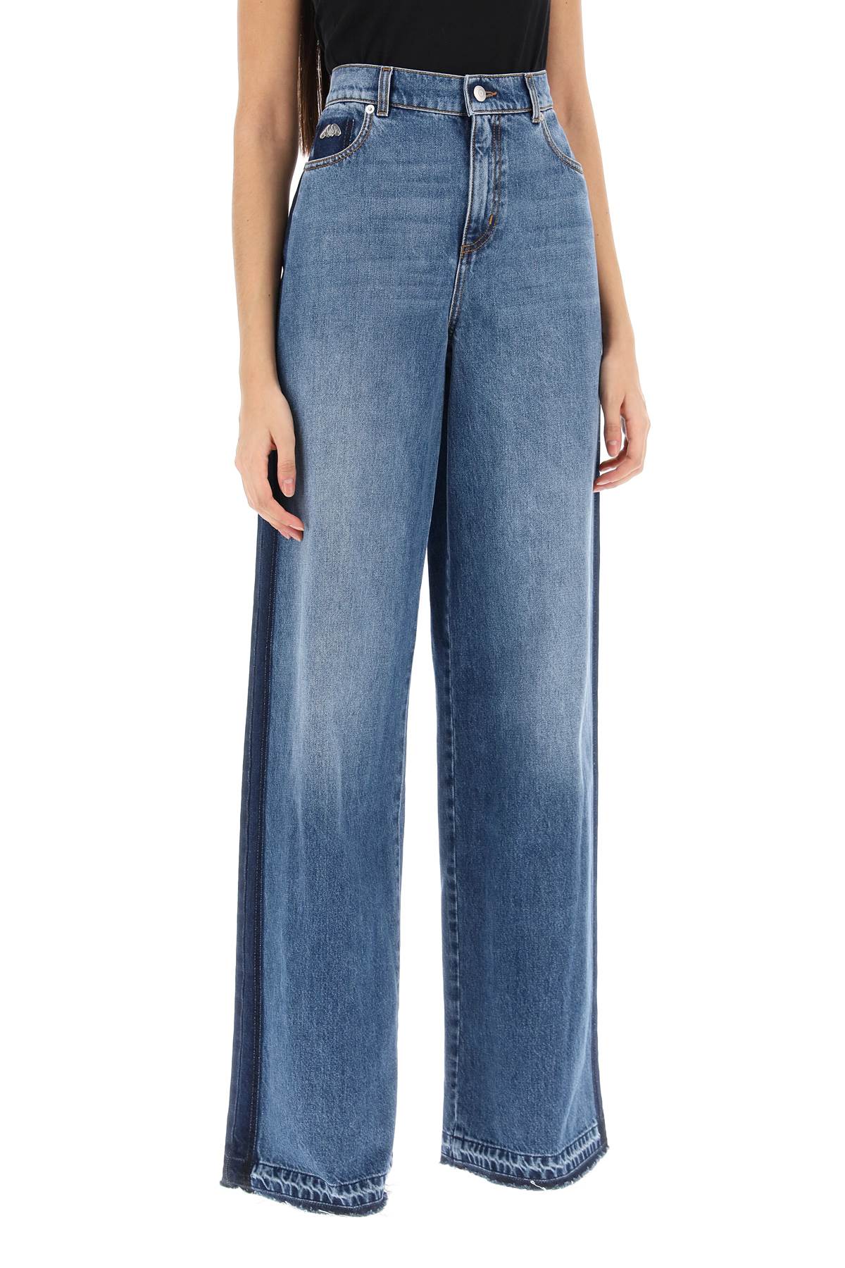 Alexander Mcqueen wide leg jeans with contrasting details image 1