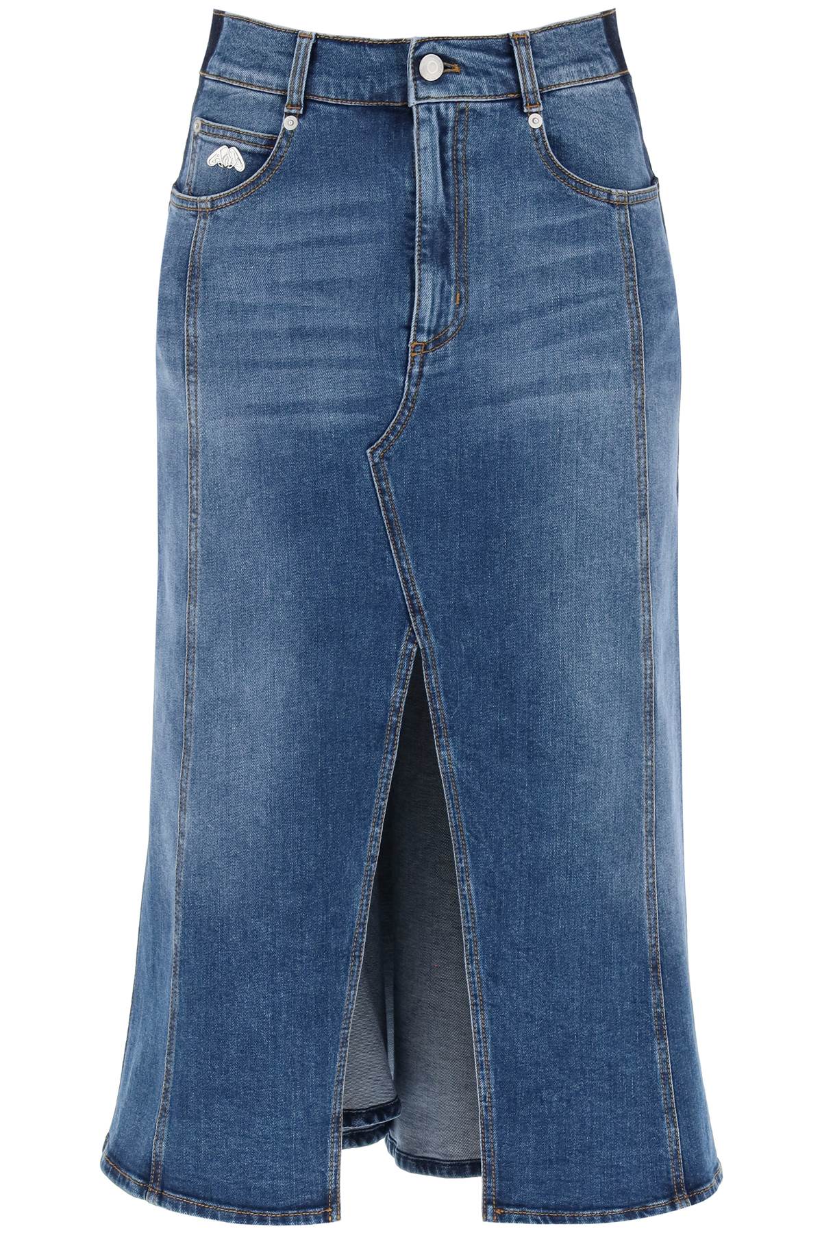 Alexander Mcqueen washed denim midi skirt image 0