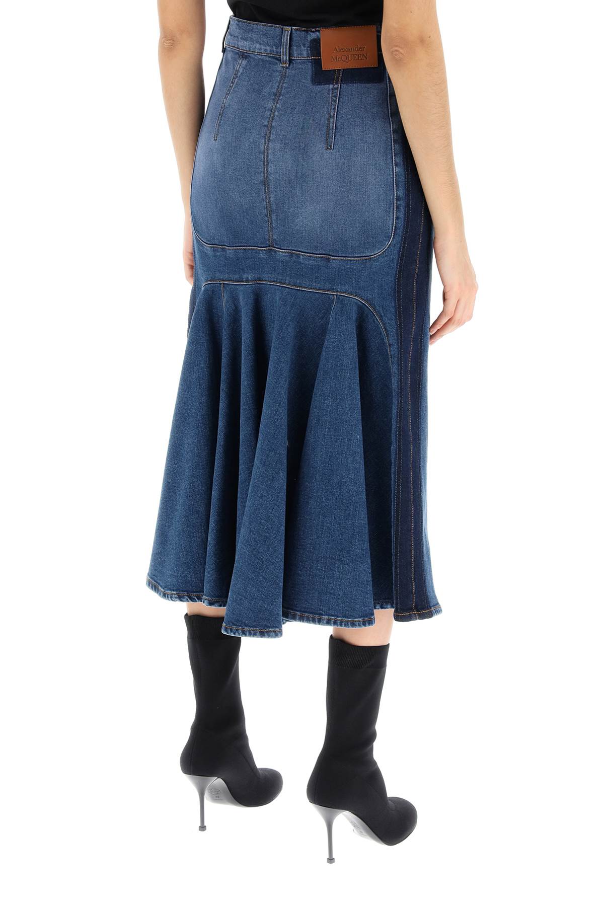 Alexander Mcqueen washed denim midi skirt image 2