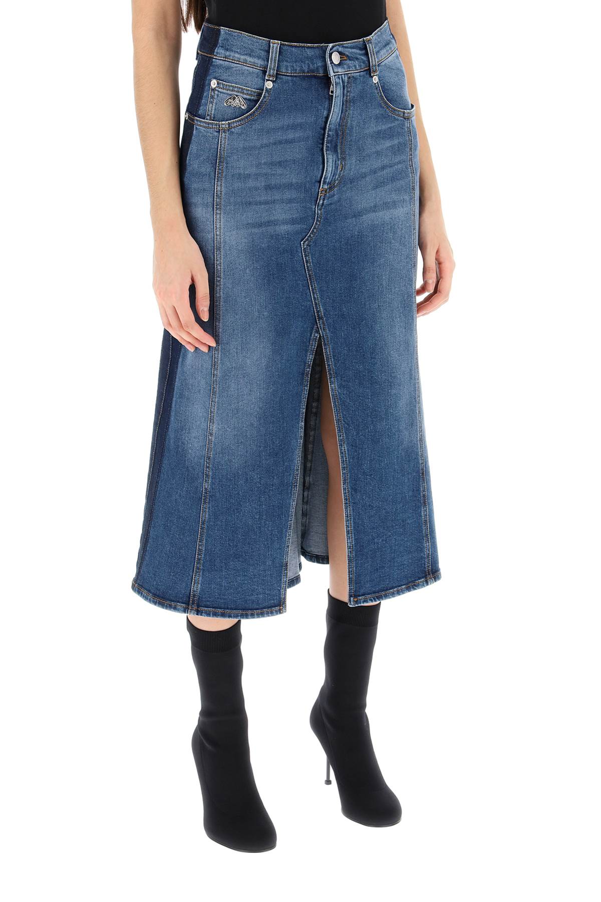 Alexander Mcqueen washed denim midi skirt image 1