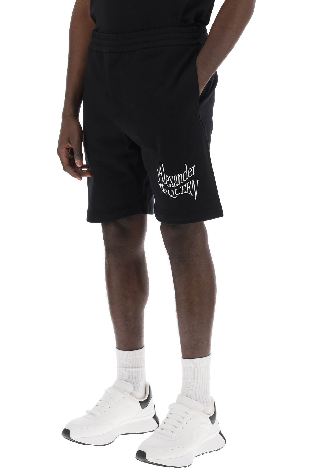 Alexander Mcqueen warped logo sweat shorts image 3