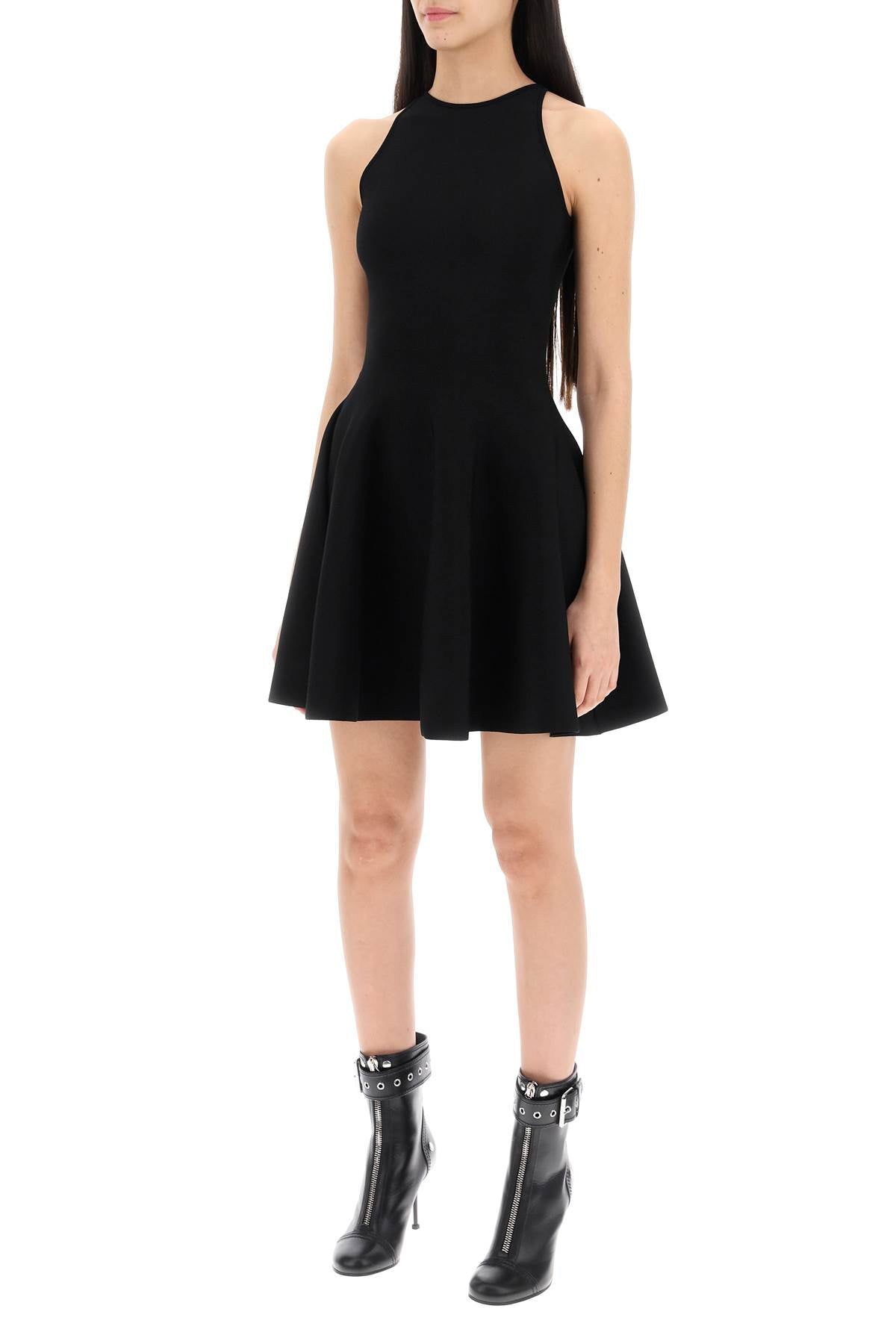 Alexander McQueen Black Mini Knitted Skater Dress image 3