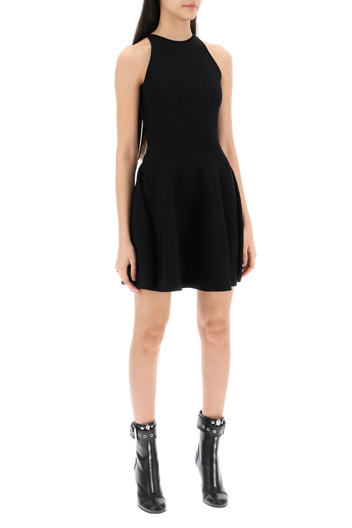 Alexander McQueen Black Mini Knitted Skater Dress image 1