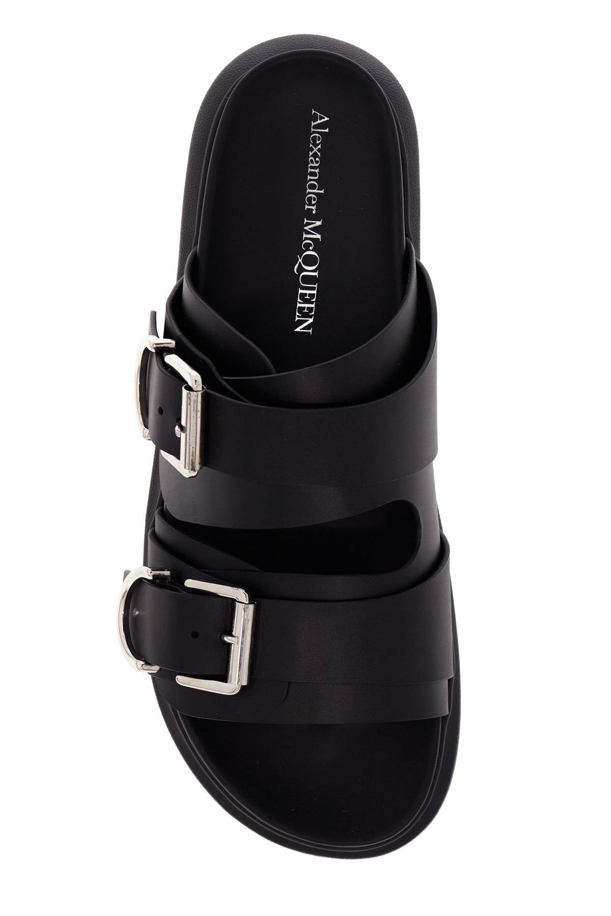 Alexander McQueen Leather Hybrid Slides with Silver Buckles image 1