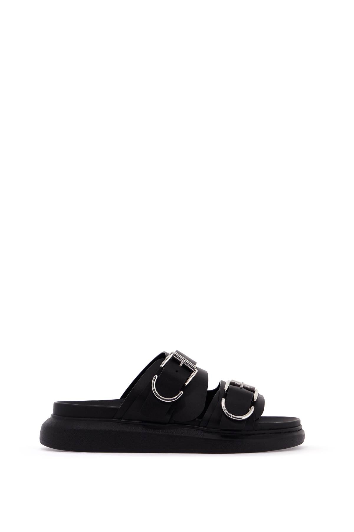 Alexander McQueen Leather Hybrid Slides with Silver Buckles image 0