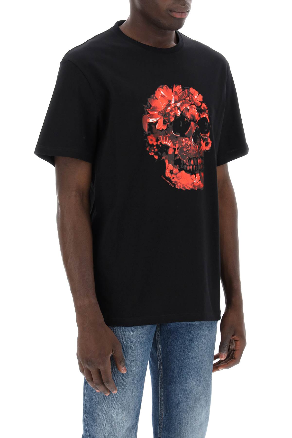 Alexander Mcqueen wax flower skull printed t-shirt image 1