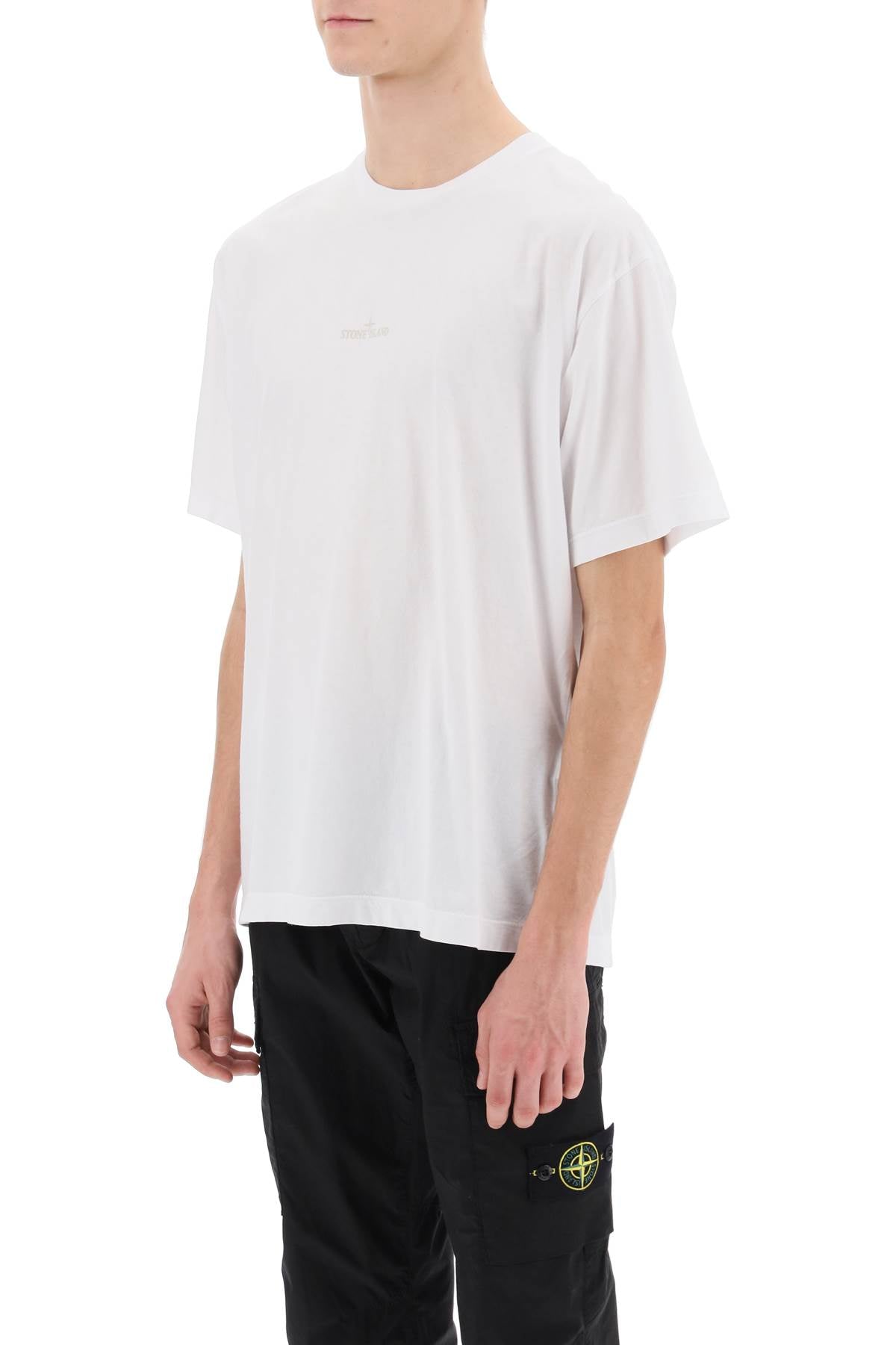 Stone Island Garment-Dyed Cotton Jersey T-Shirt with Lived-In Compass Print image 3