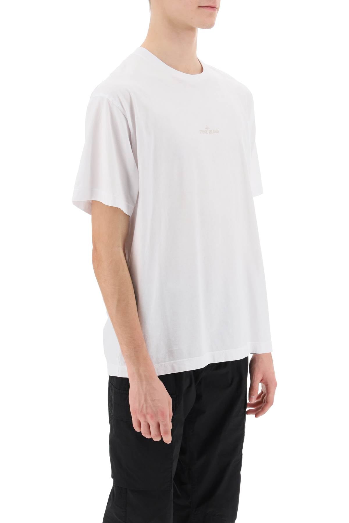 Stone Island Garment-Dyed Cotton Jersey T-Shirt with Lived-In Compass Print image 1