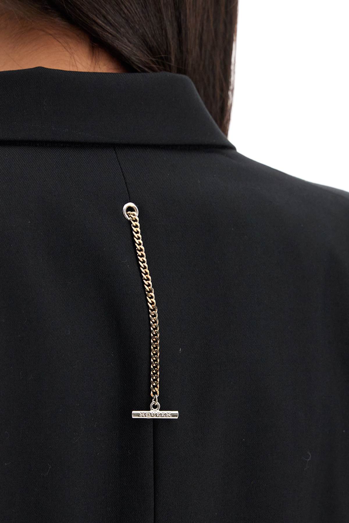 Alexander McQueen Wool Gabardine Jacket with Chain Detail image 3