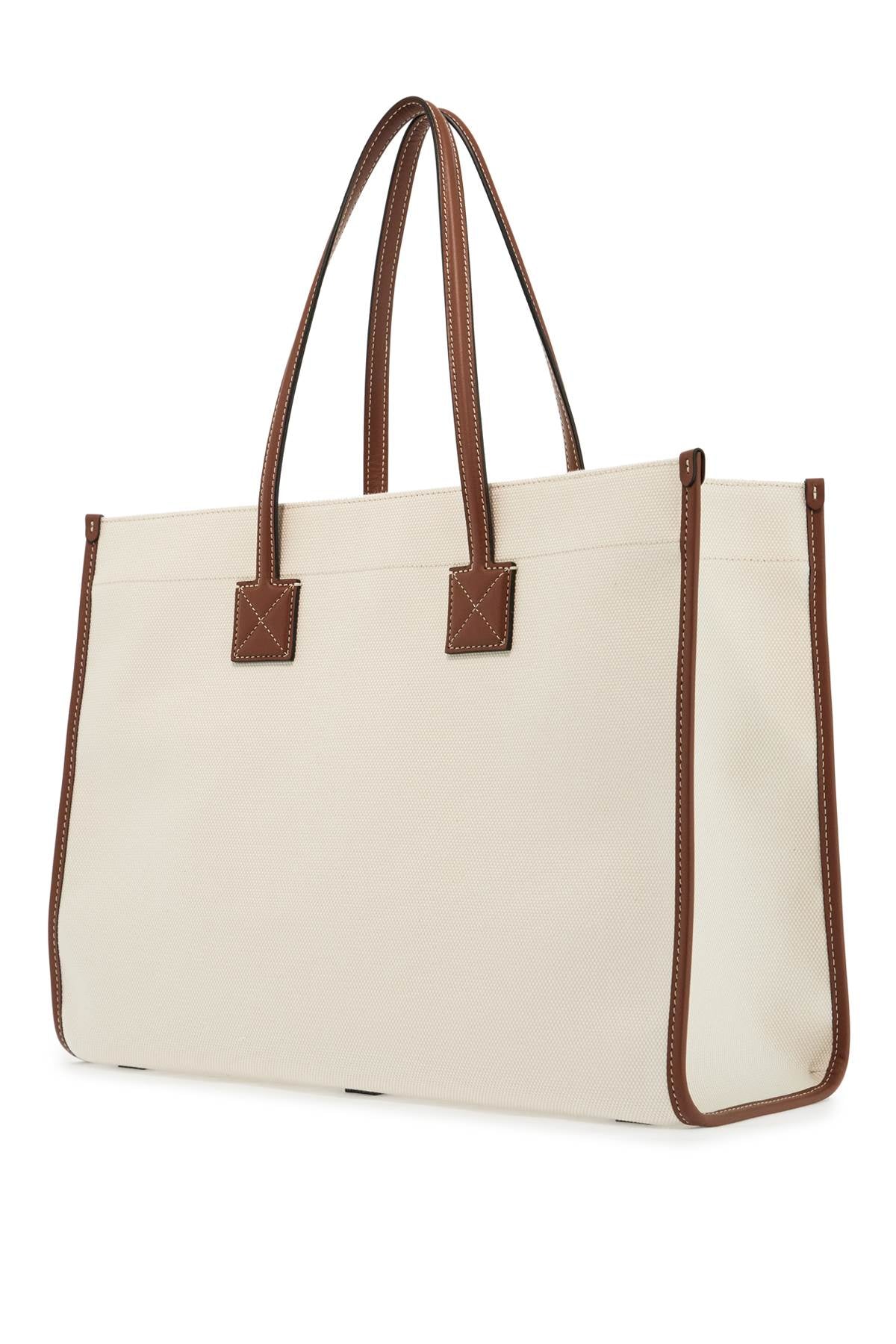 Burberry Medium Freya Cotton Canvas Tote Bag with Leather Trim image 1