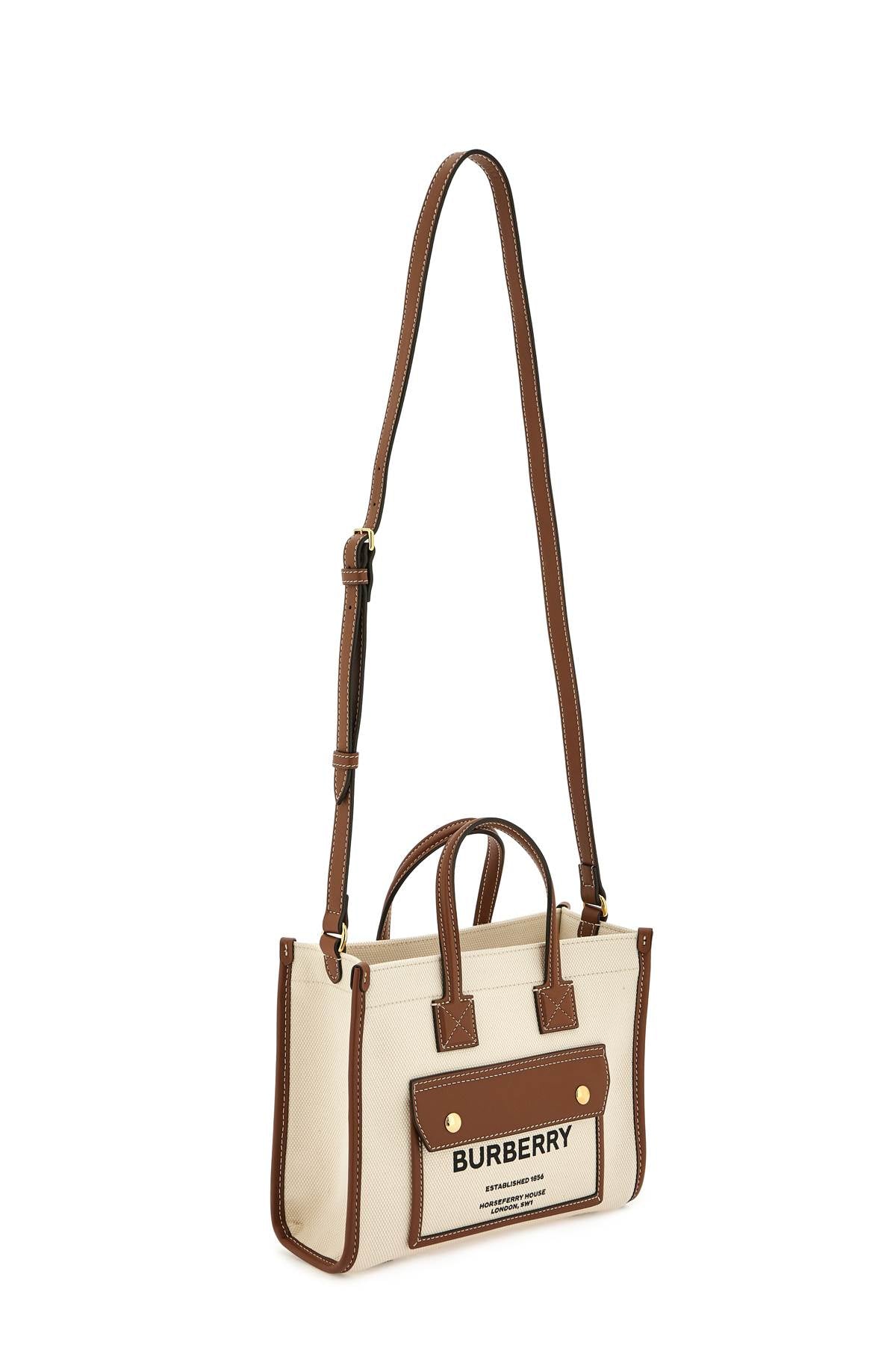 Burberry Freya Mini Tote Bag: Cotton Canvas with Leather Trim image 2