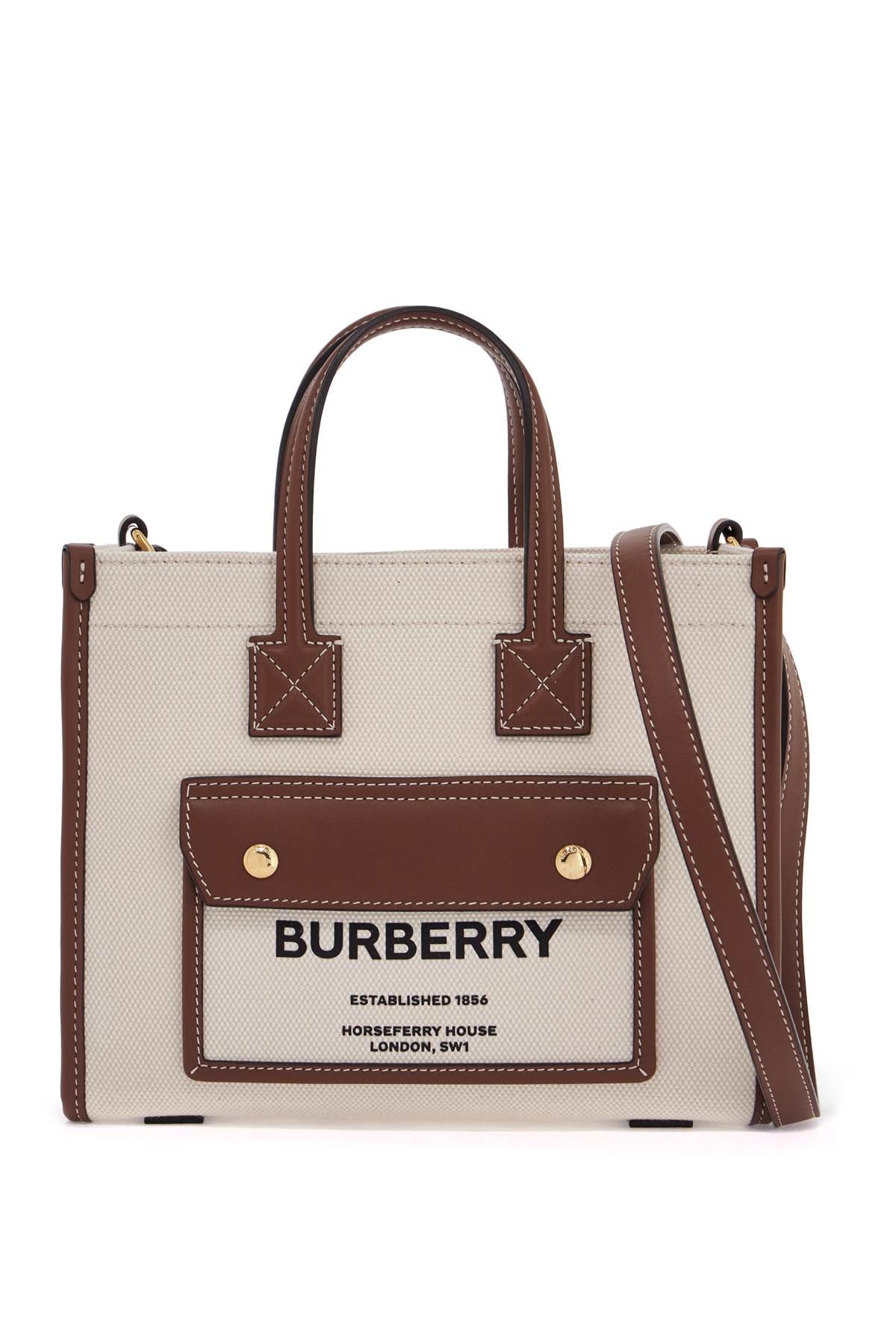 Burberry Freya Mini Tote Bag - Cotton Canvas with Leather Trims image 0