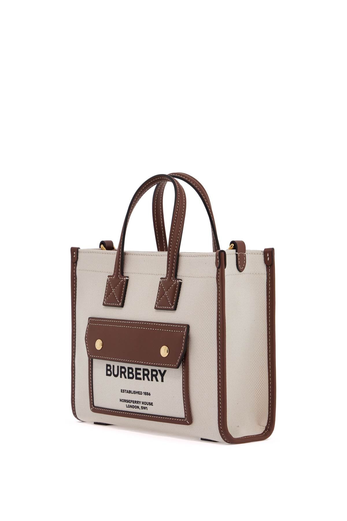 Burberry Freya Mini Tote Bag - Cotton Canvas with Leather Trims image 2