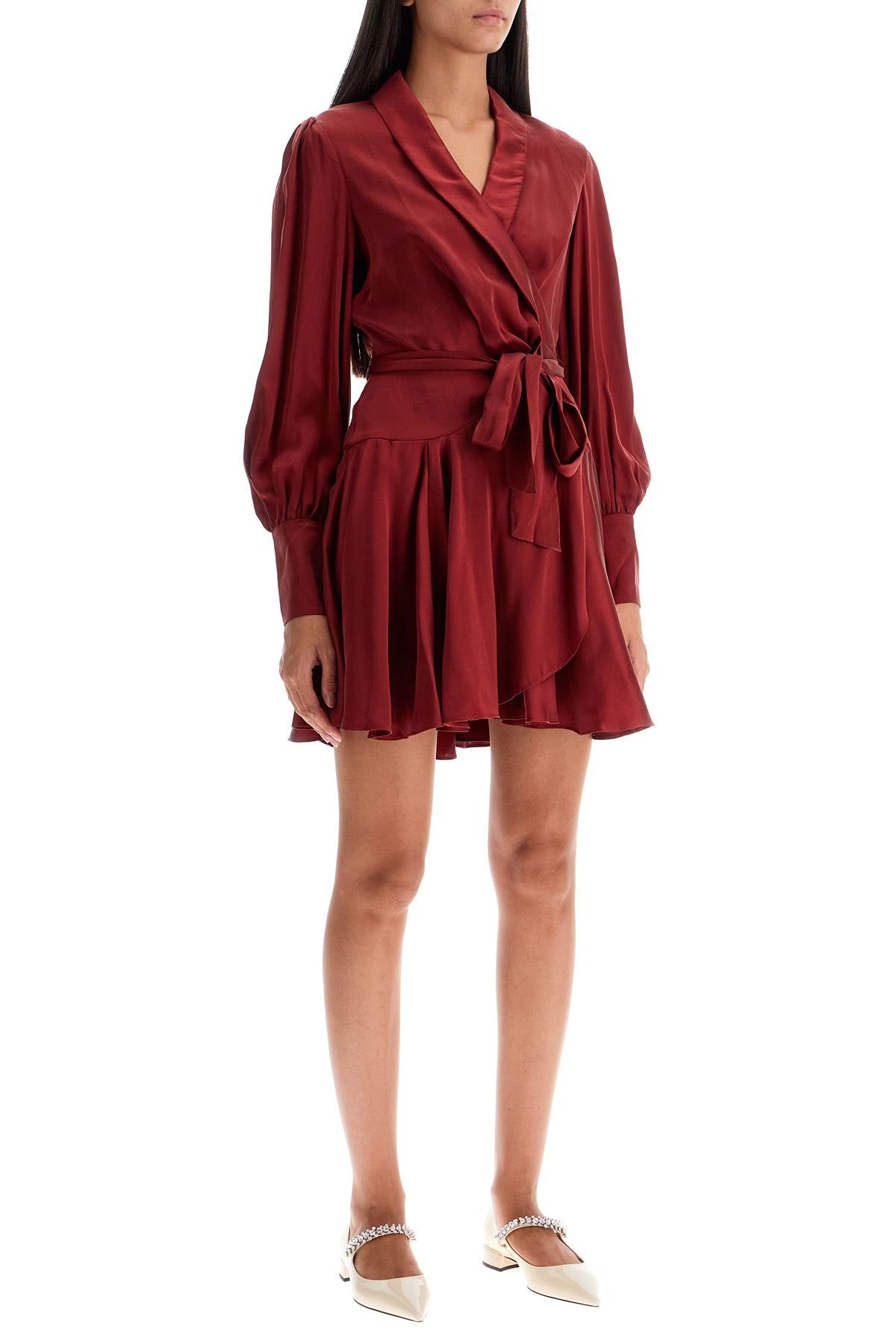 Zimmermann Silk Wrap Mini Dress with Balloon Sleeves image 1