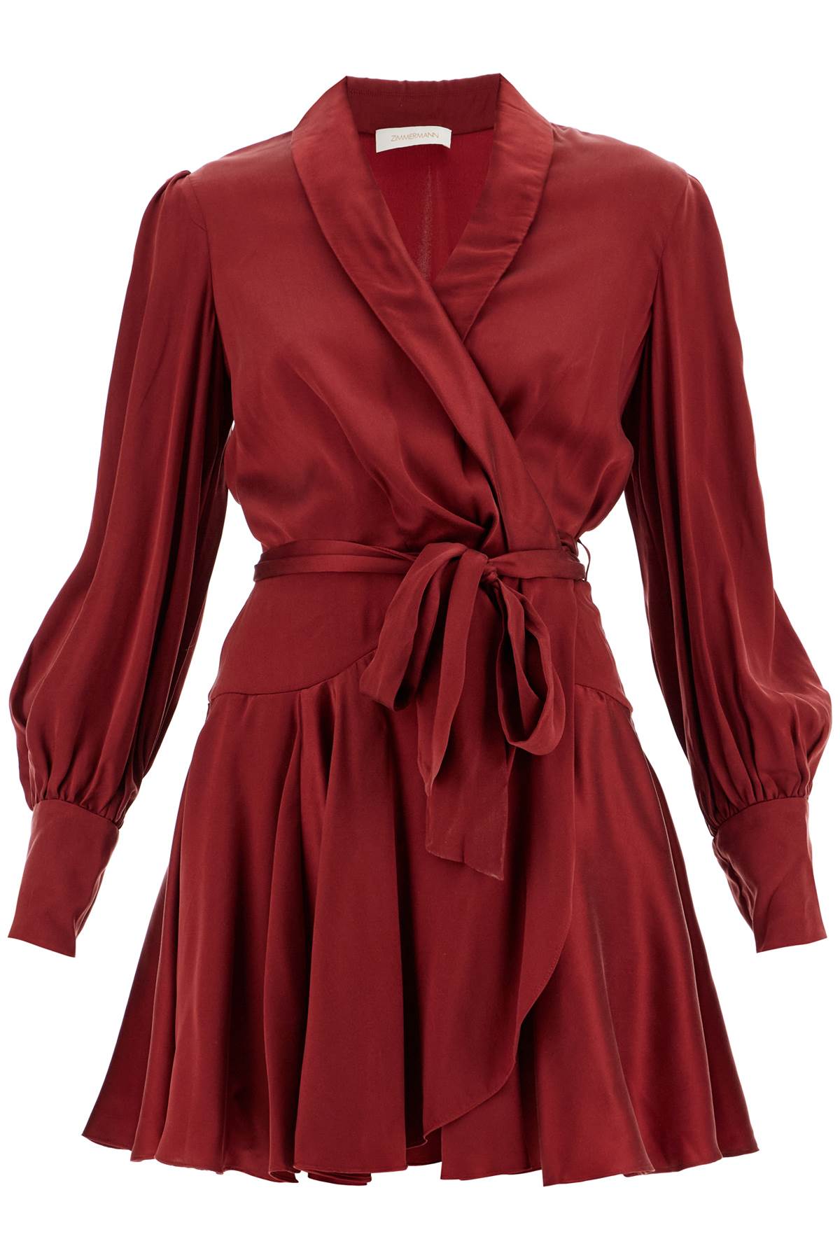 Zimmermann Silk Wrap Mini Dress with Balloon Sleeves image 0