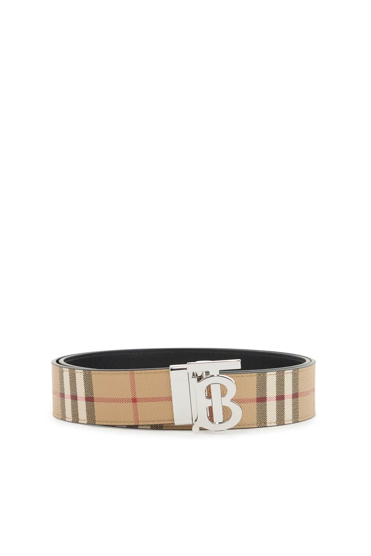 Burberry Check Reversible Leather Belt with Monogram Buckle image 0