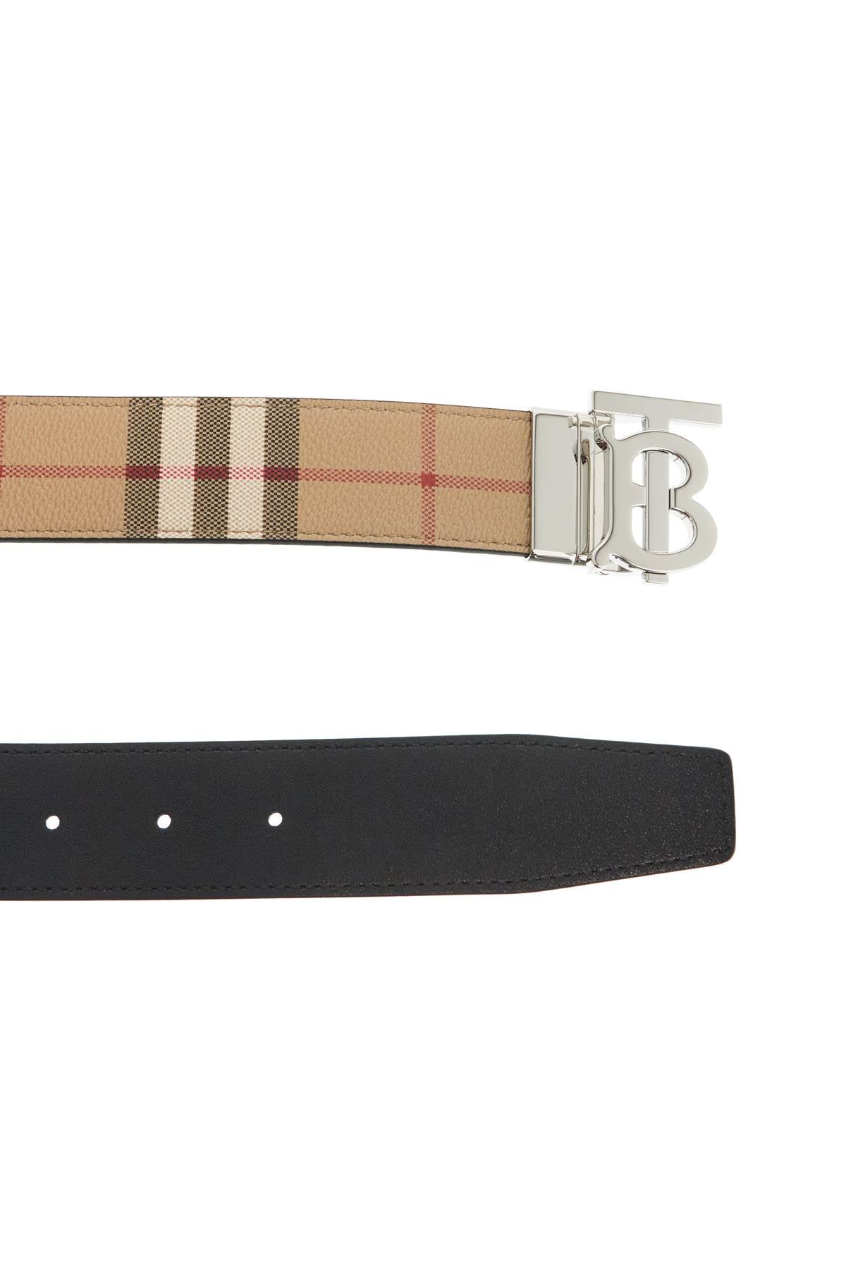 Burberry Check Reversible Leather Belt with Monogram Buckle image 1