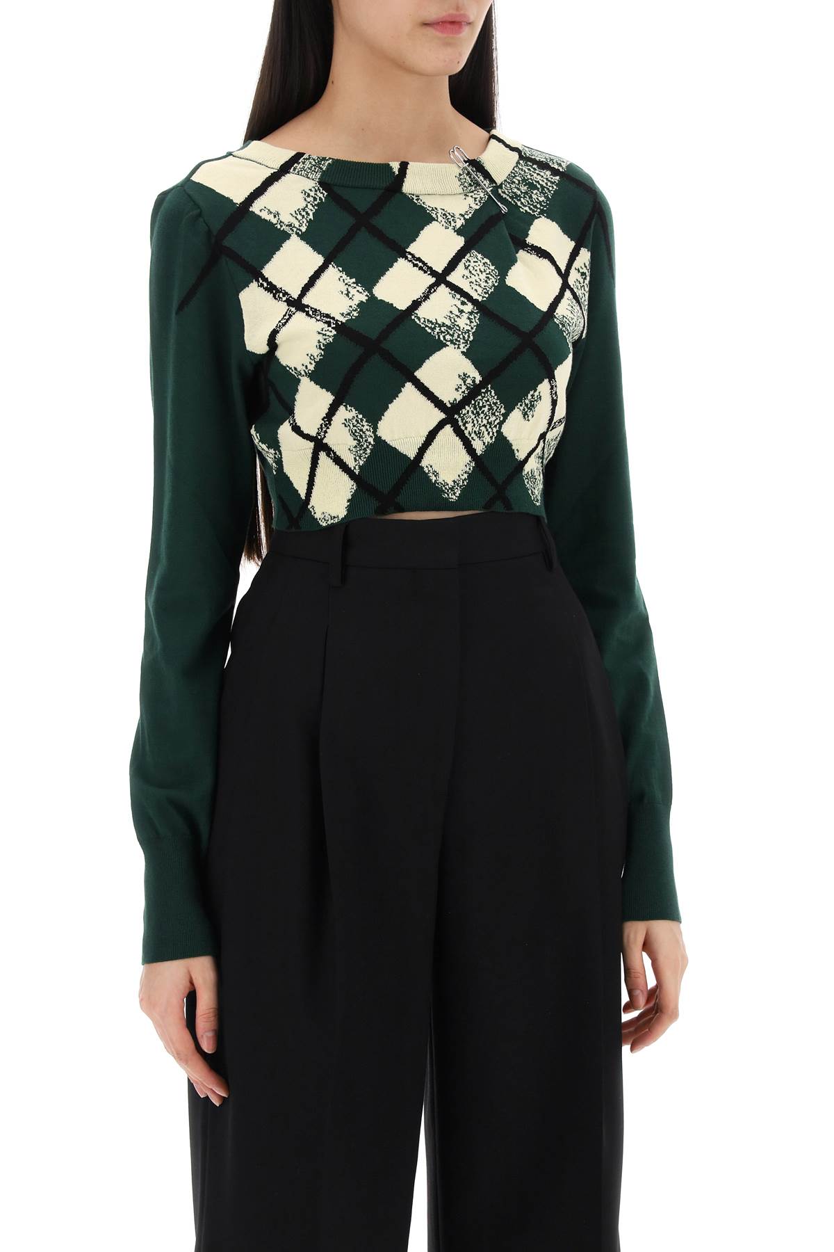 Burberry Cropped Diamond Pattern Cotton Pullover image 1