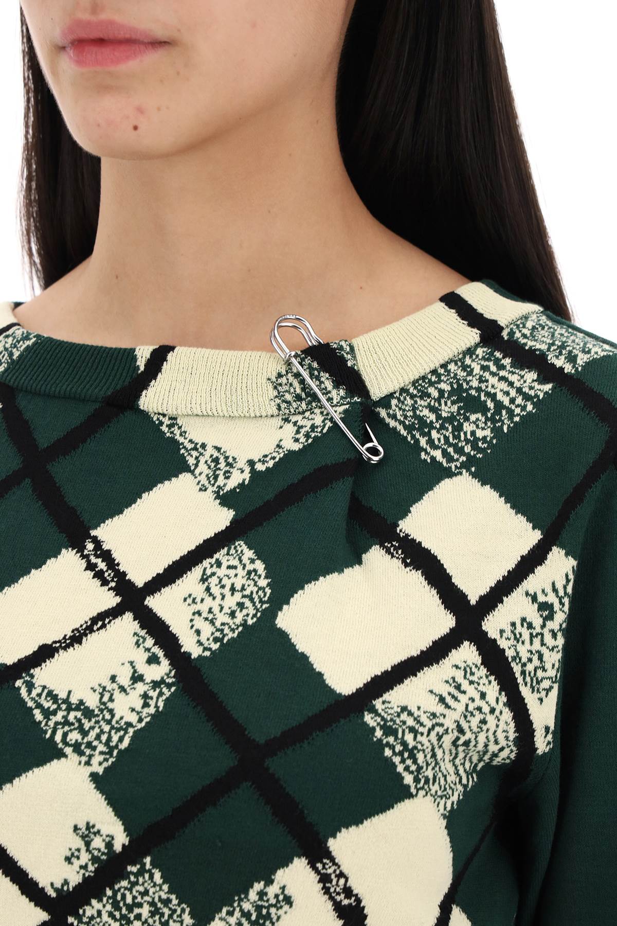 Burberry Cropped Diamond Pattern Cotton Pullover image 3