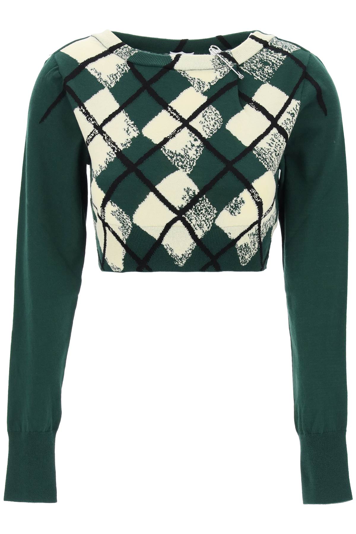 Burberry Cropped Diamond Pattern Cotton Pullover image 0