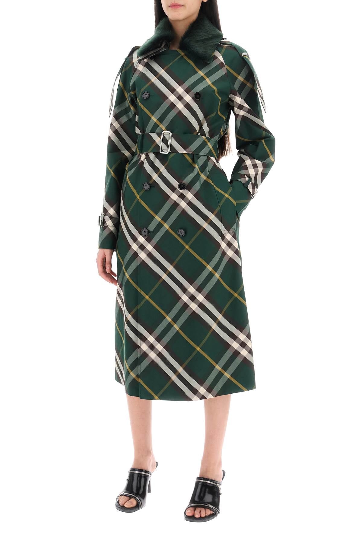 Burberry kensington trench coat with check pattern image 3