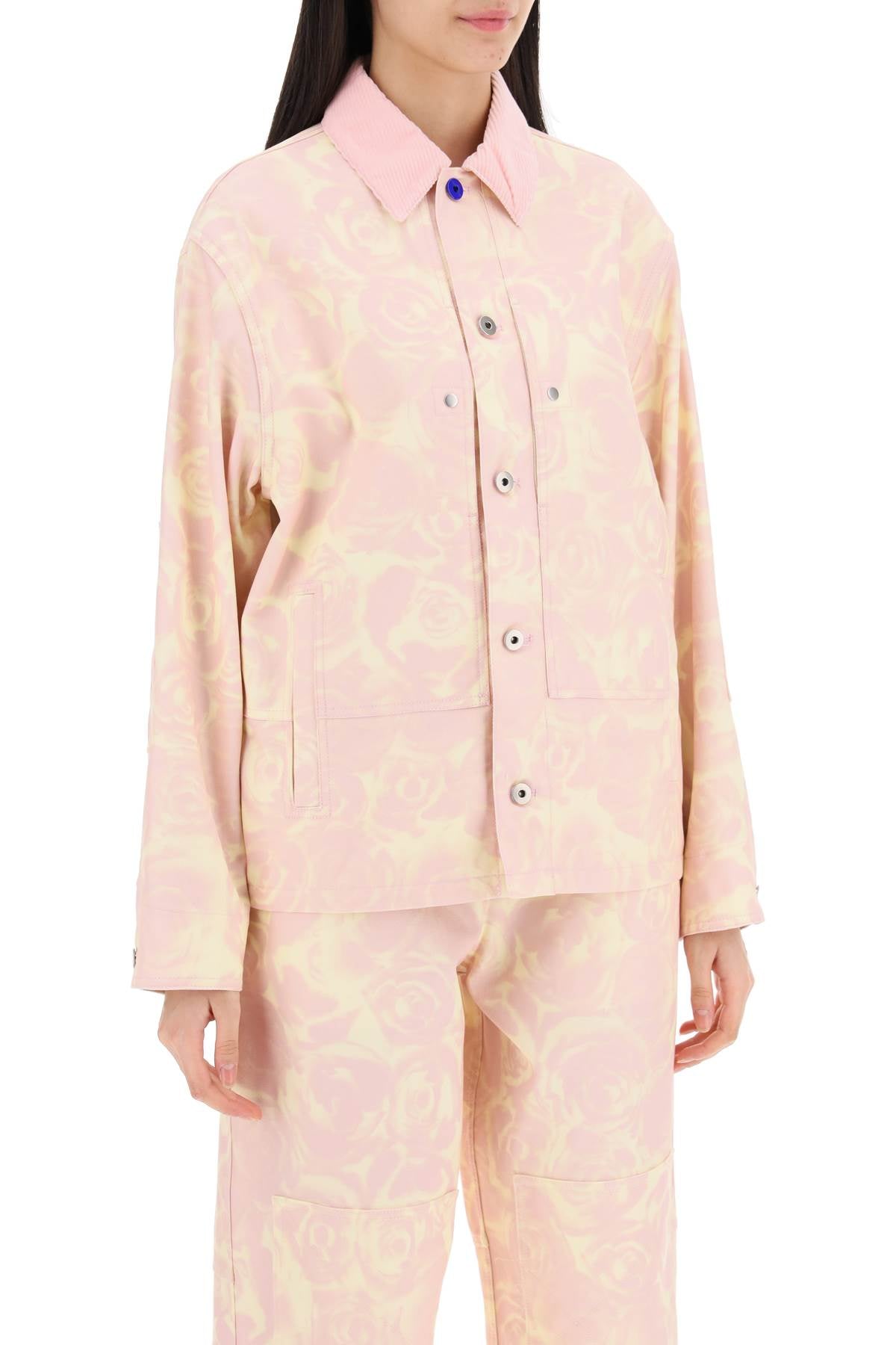 Burberry "canvas workwear jacket with rose print image 1