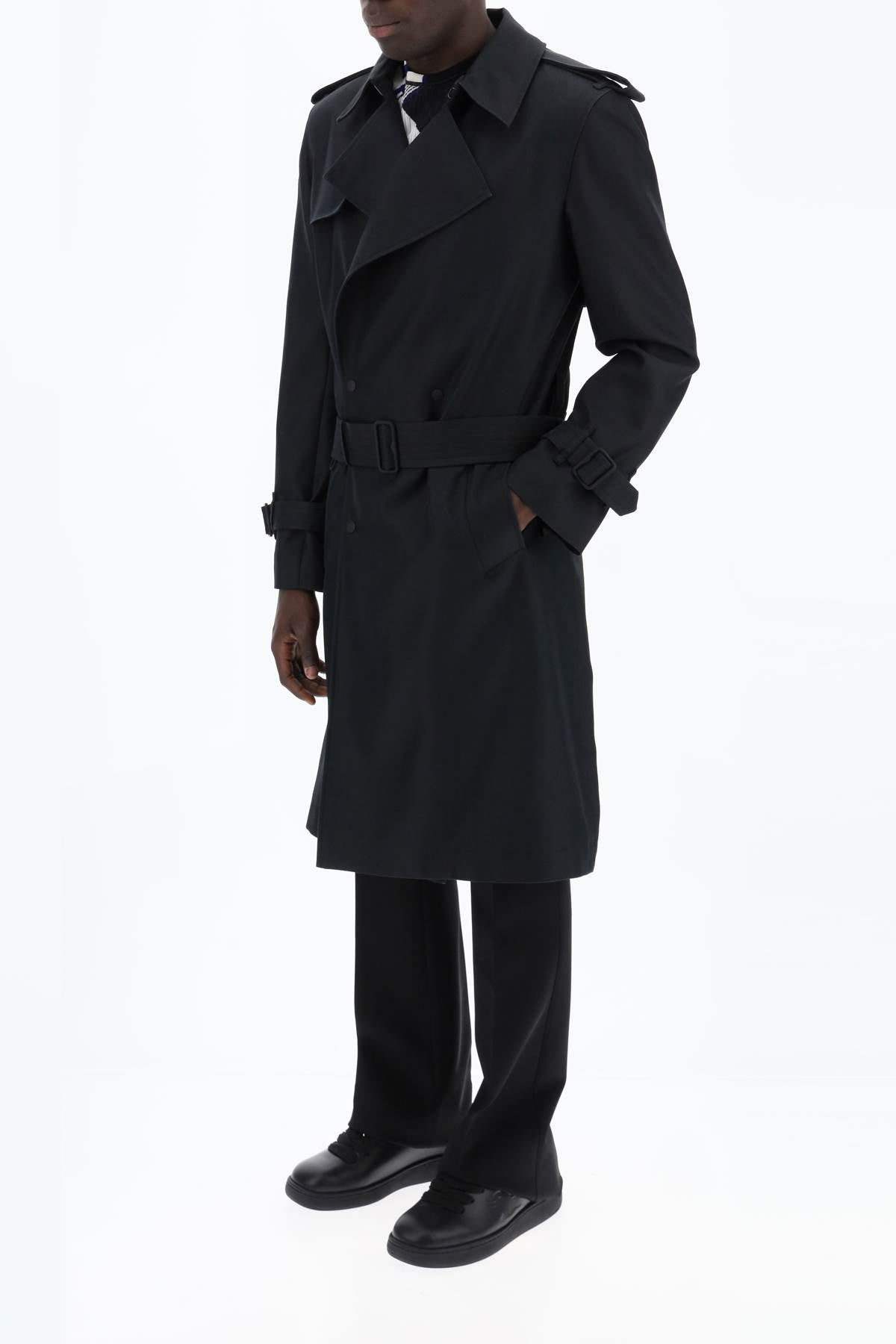 Burberry double-breasted silk blend trench coat image 3