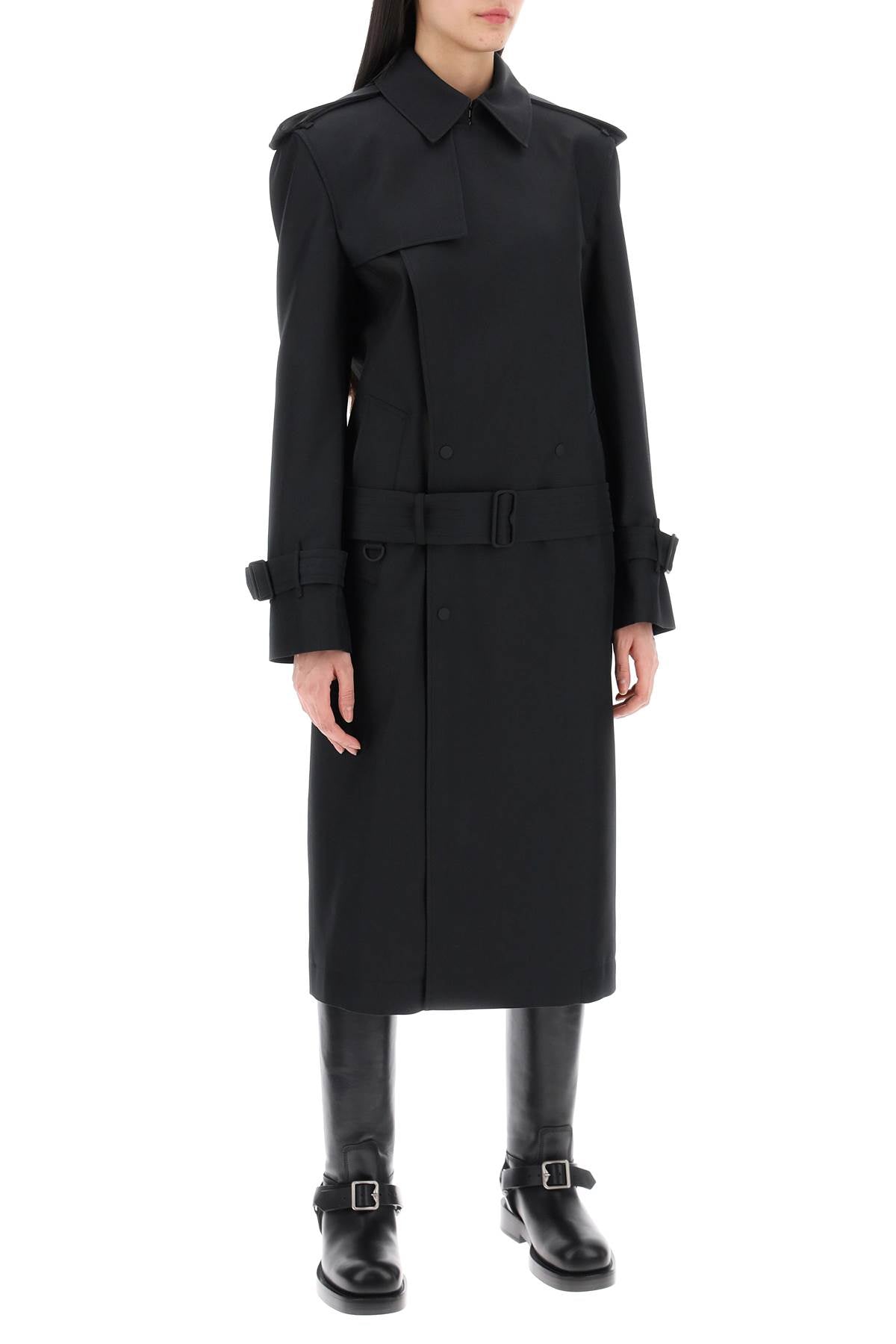 Burberry double-breasted silk twill trench coat image 1