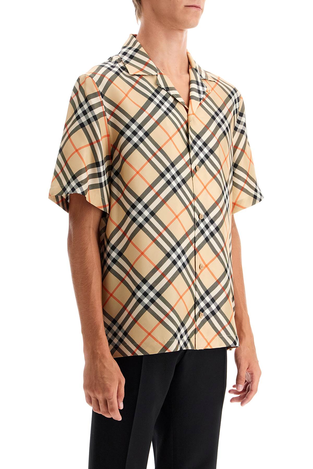 Burberry ered silk short-sleeved shirt image 1