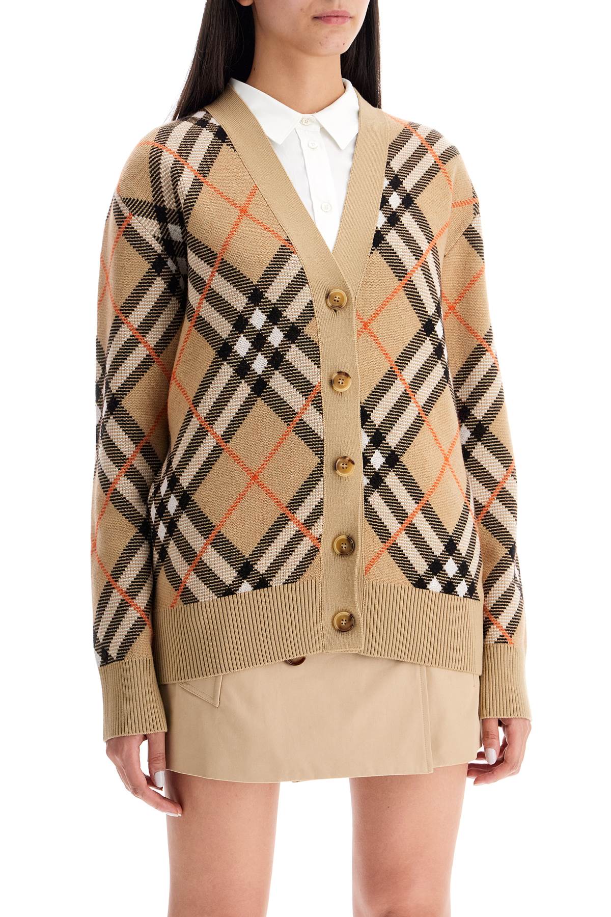 Burberry Oversized Tartan Cardigan in Jacquard Wool image 1