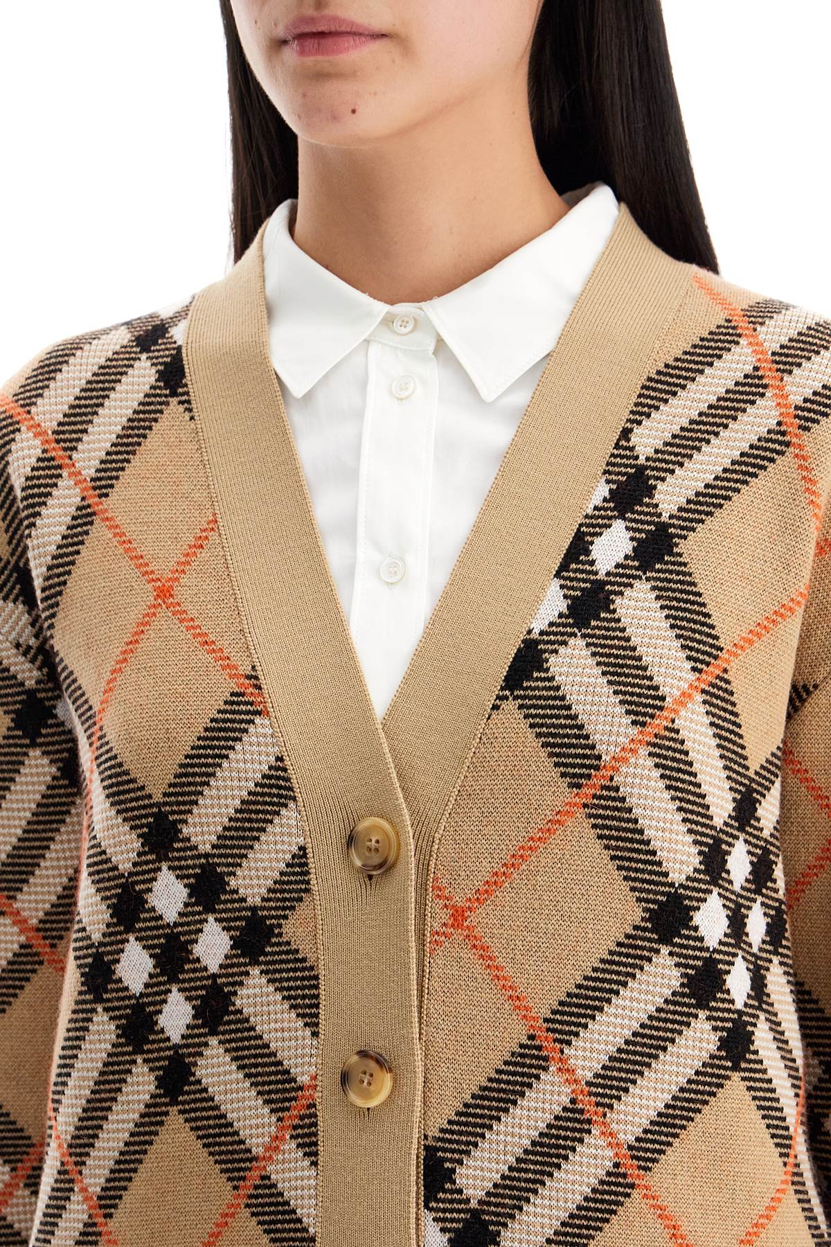 Burberry Oversized Tartan Cardigan in Jacquard Wool image 3