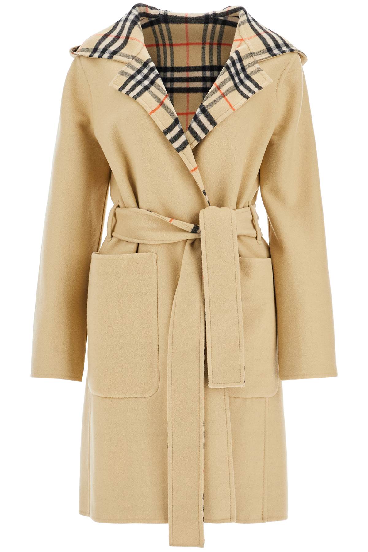 Burberry Reversible Wool Coat with Iconic Check Pattern image 0