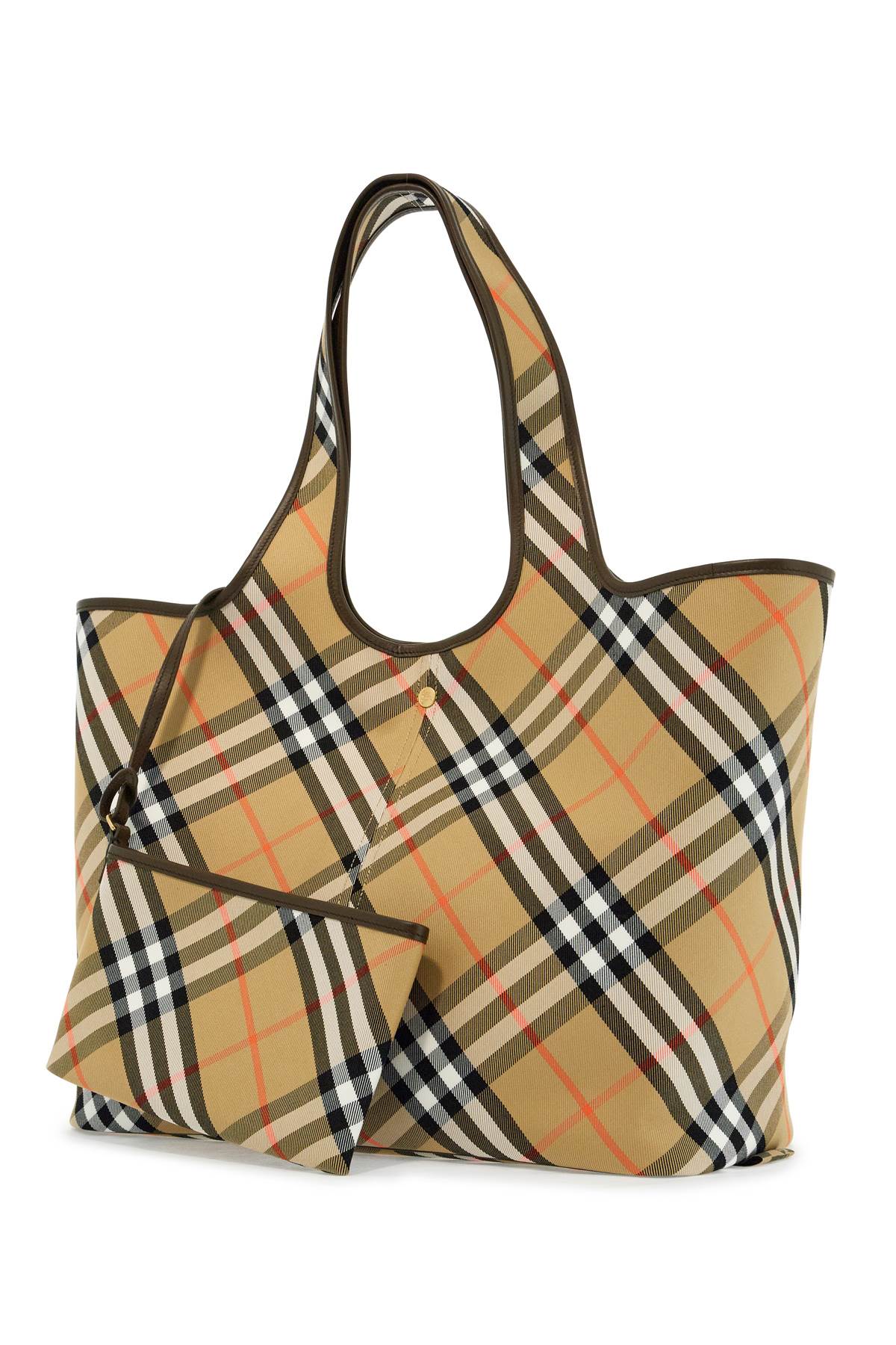 Burberry Medium Check Tote Bag with Leather Trim image 2